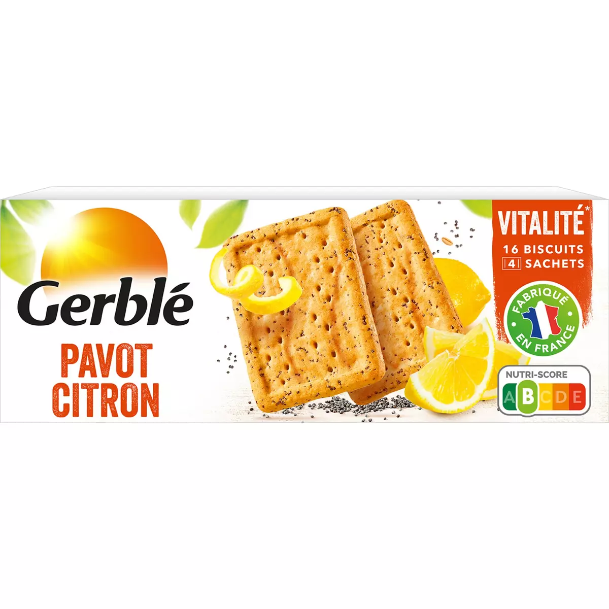 Promo Gerblé Vitalité 16 Biscuits Pavot Citron -46% de sucres en moins