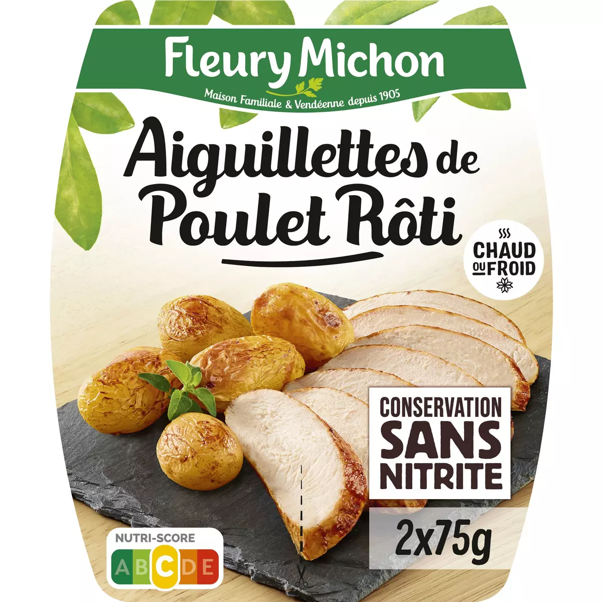 FLEURY MICHON Aiguillettes de poulet rôti sans nitrite 2x75g