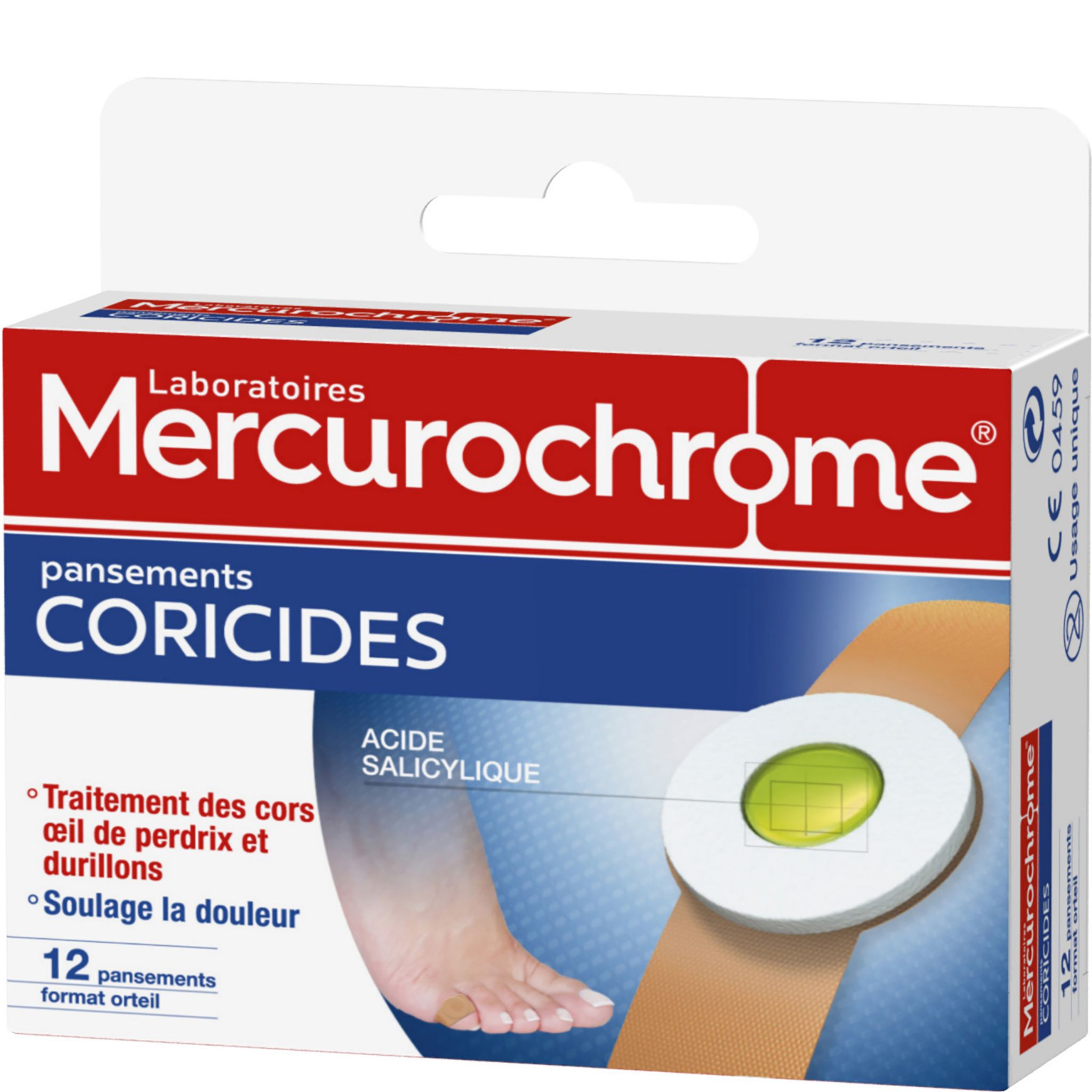Voir la diapositive 2 : MERCUROCHROME Pansements coricides acide salicylique 12 pansements