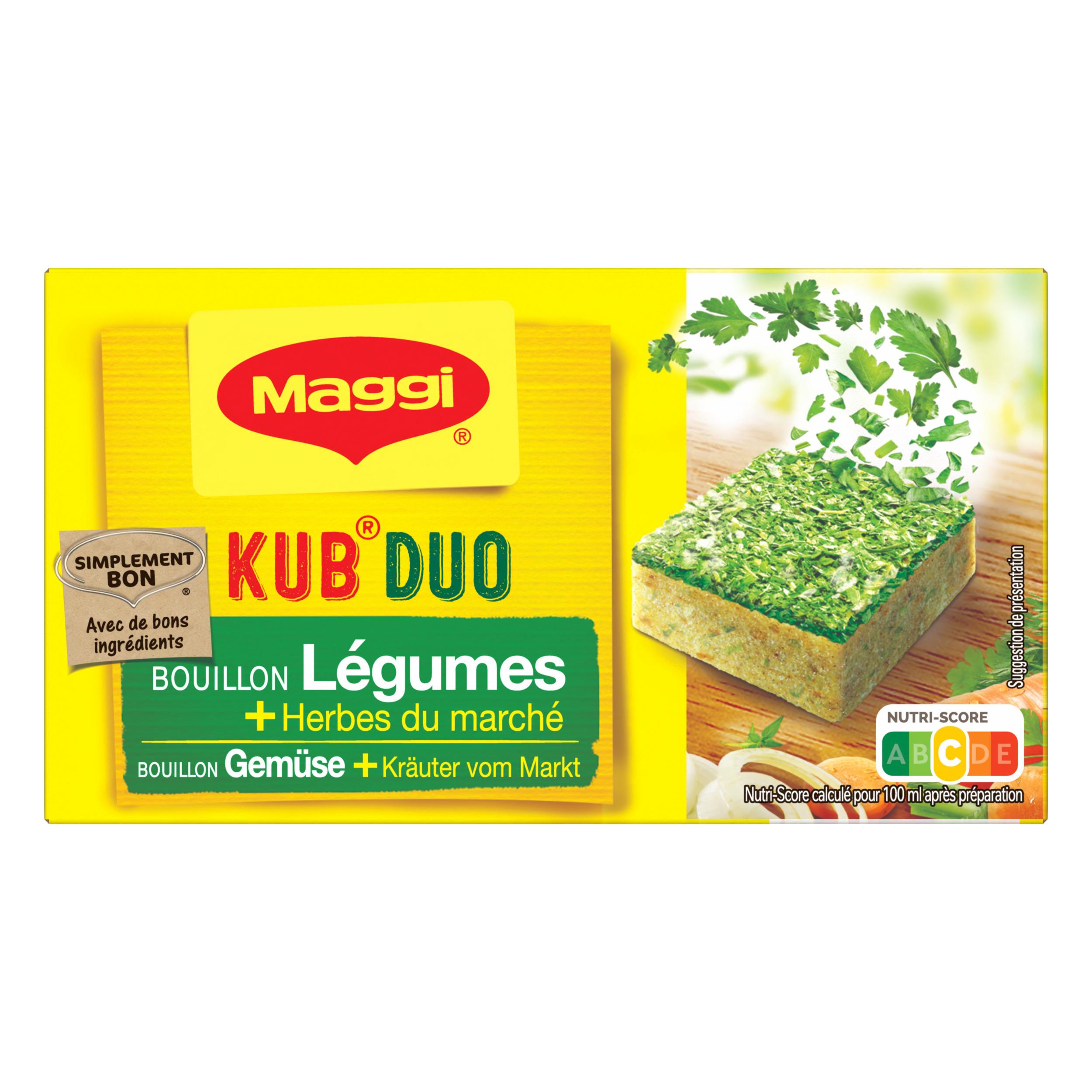 Voir la diapositive 2 : MAGGI Kub duo bouillon de légumes et herbes du marché 10 cubes 105g