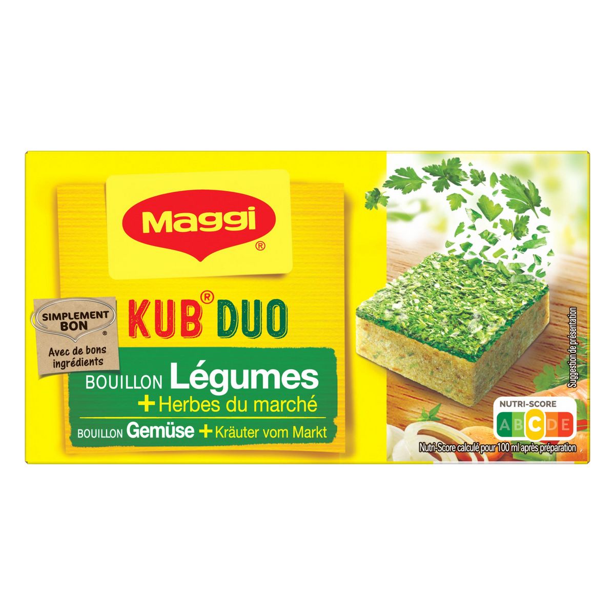 MAGGI Kub duo bouillon de légumes et herbes du marché 10 cubes 105g