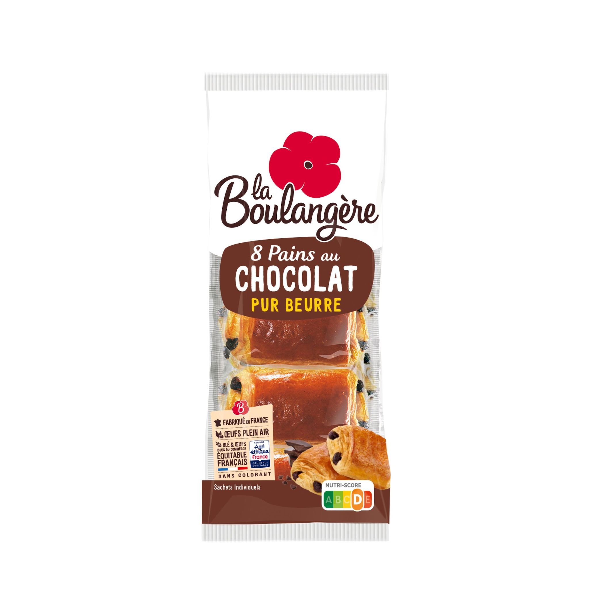 Voir la diapositive 2 : LA BOULANGERE Pains au chocolat pur beurre sachets individuels 8 pièces 400g