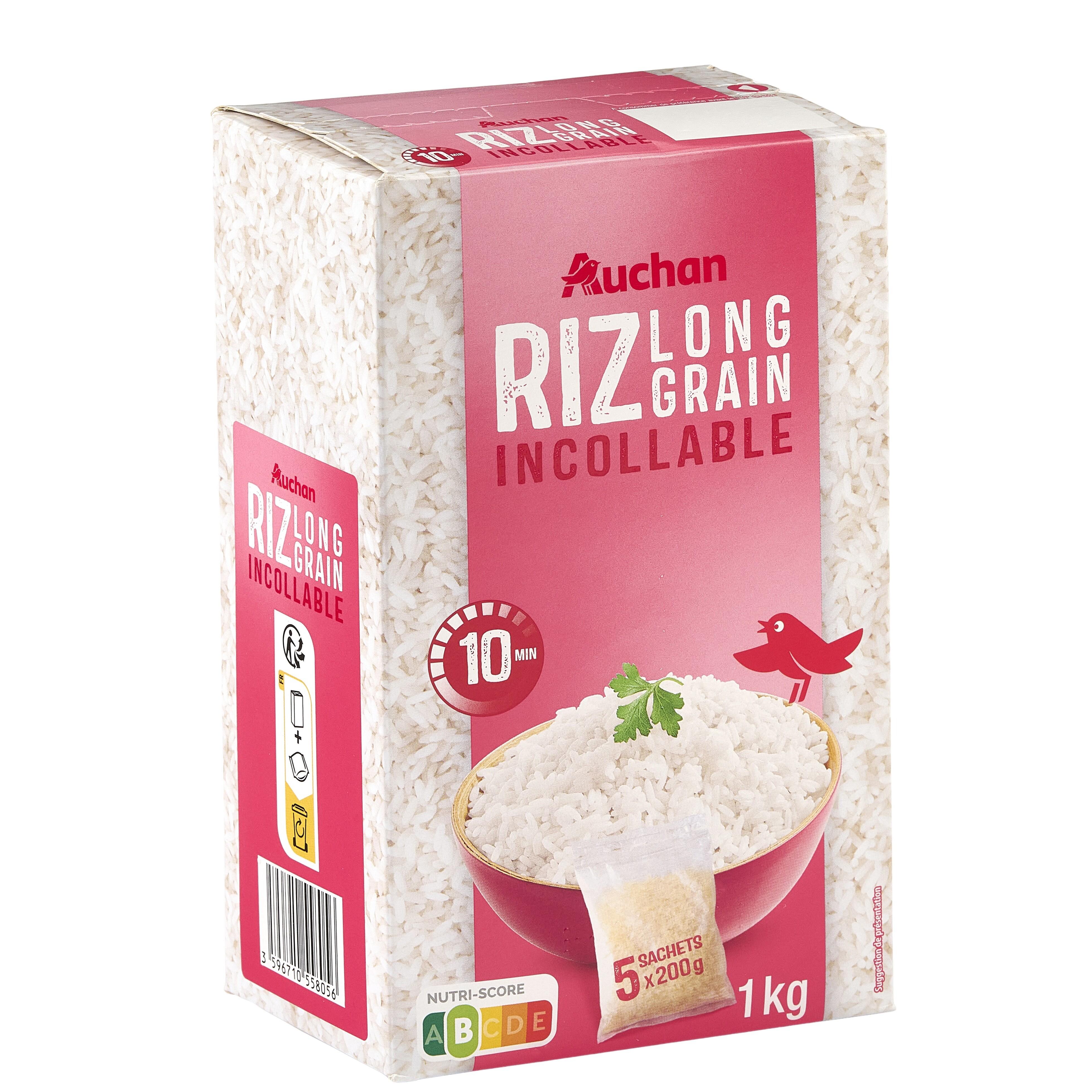 Voir la diapositive 3 : AUCHAN Riz long grain incollable sachets cuisson prêt en 10 min 5 sachets 1kg