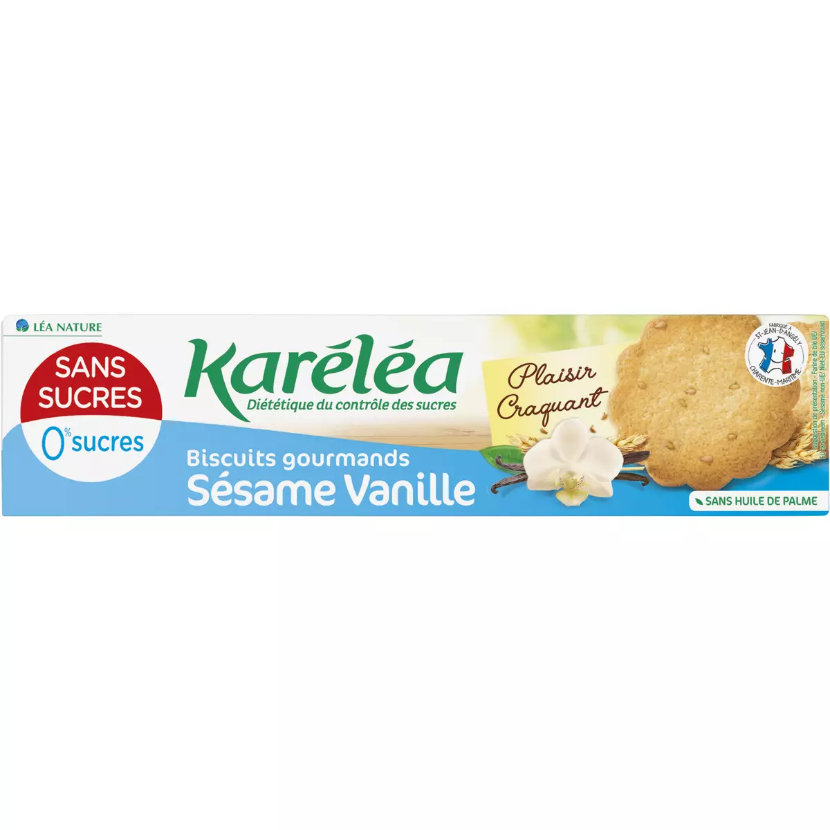 KARELEA Biscuits gourmands sésame vanille sans sucres 132g
