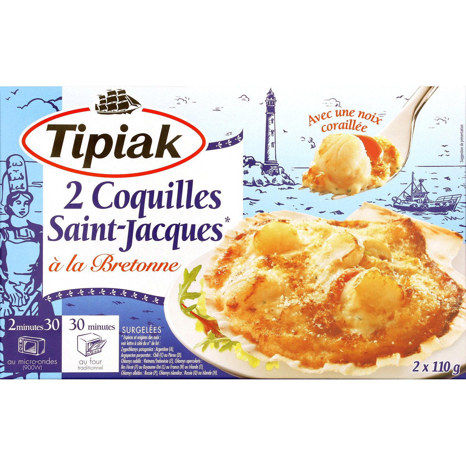 Voir la diapositive 2 : TIPIAK Coquilles Saint-Jacques à la Bretonne 2 pièces 220g