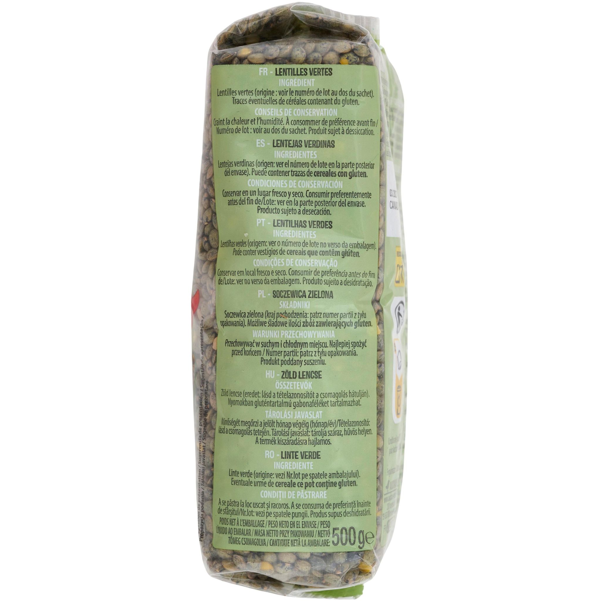 Voir la diapositive 2 : AUCHAN Lentilles vertes 8 portions 500g