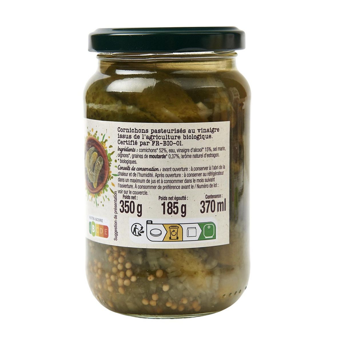 AUCHAN BIO Cornichons 7 portions 185g