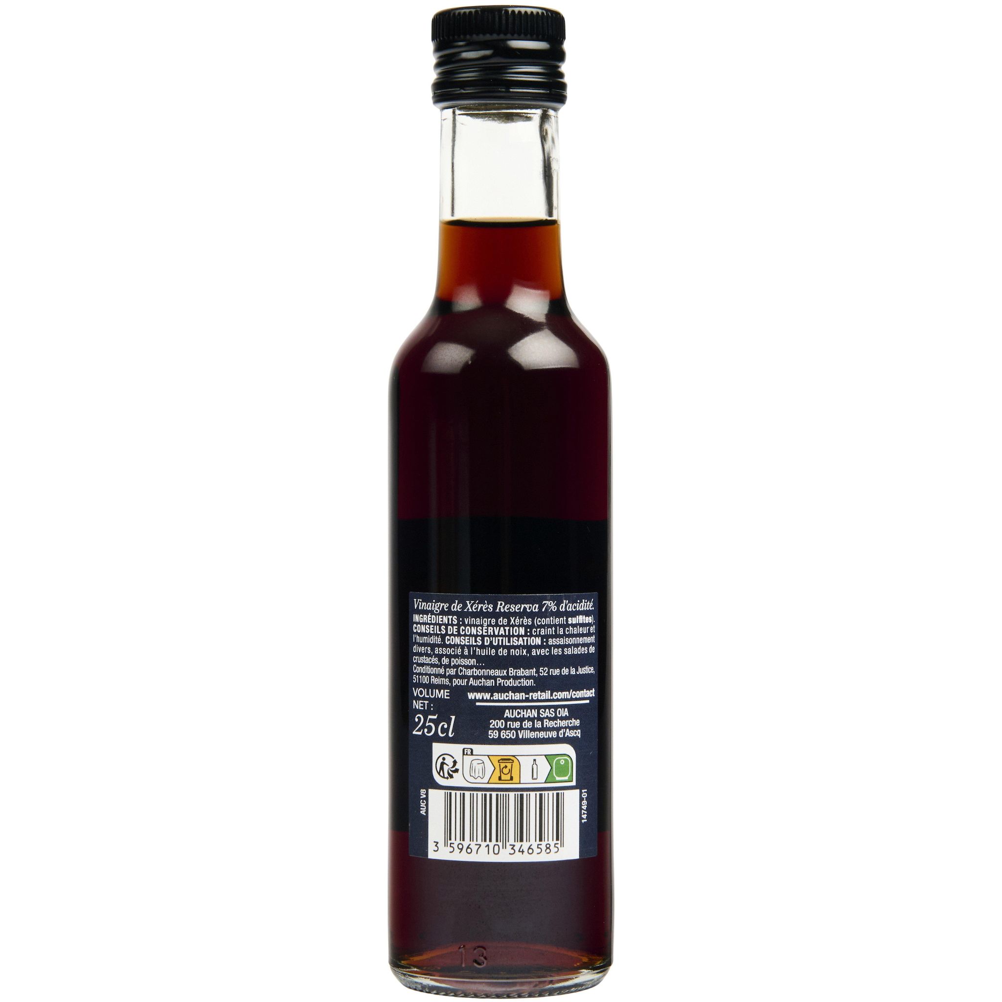 Voir la diapositive 2 : AUCHAN COLLECTION Vinaigre de Xérès AOP 25cl
