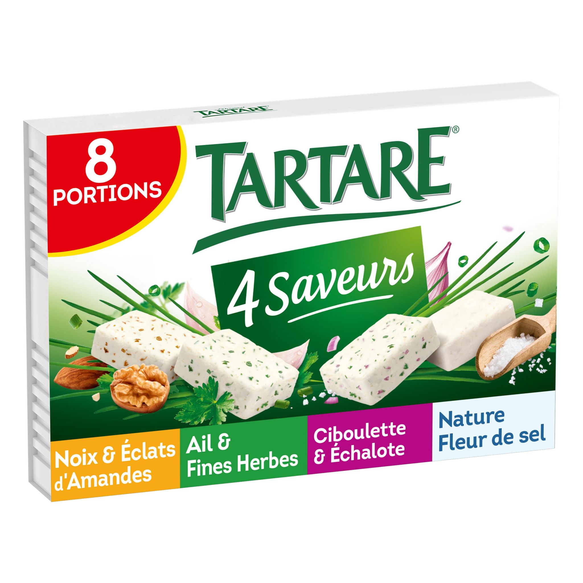 Voir la diapositive 2 : TARTARE Fromage frais coffret 4 saveurs x8 8 parts 133g