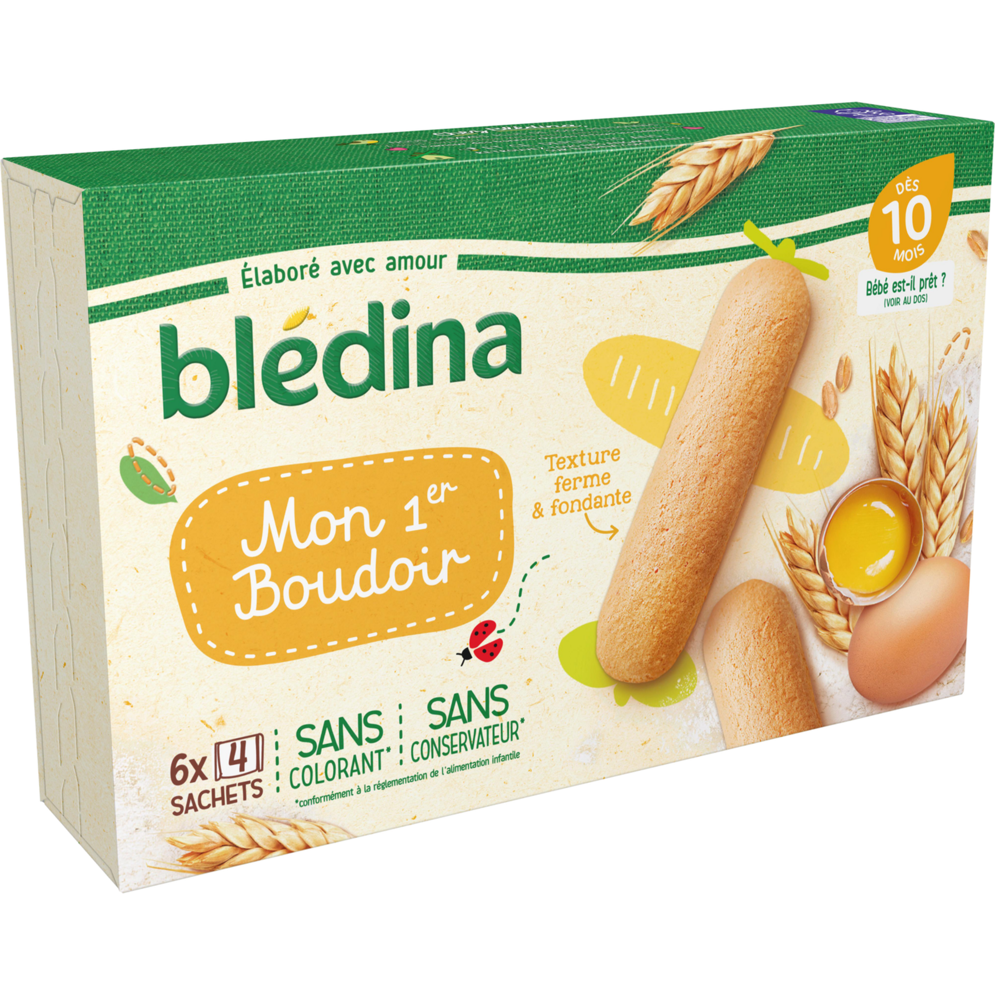 Voir la diapositive 2 : BLEDINA Mon 1er boudoir dès 10 mois 6x4 biscuits 120g