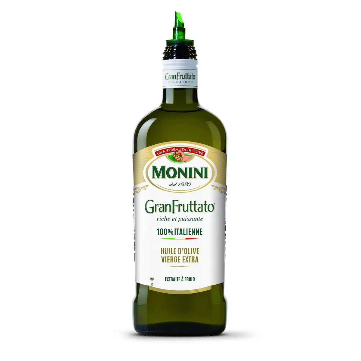 MONINI Huile d'olive vierge extra riche et puissante extraite à froid origine Italie 75cl