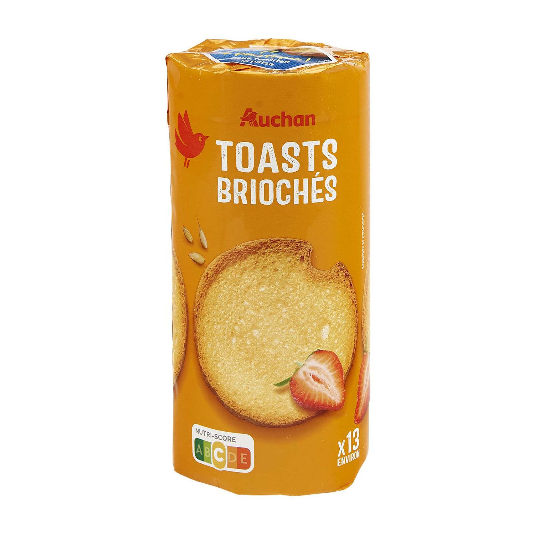 Voir la diapositive 2 : AUCHAN Toasts briochés nature 13 toasts 125g