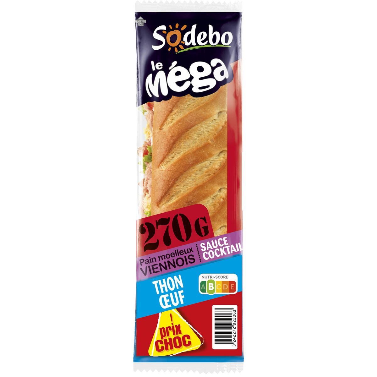 SODEBO Le Méga sandwich au thon et oeuf 270g