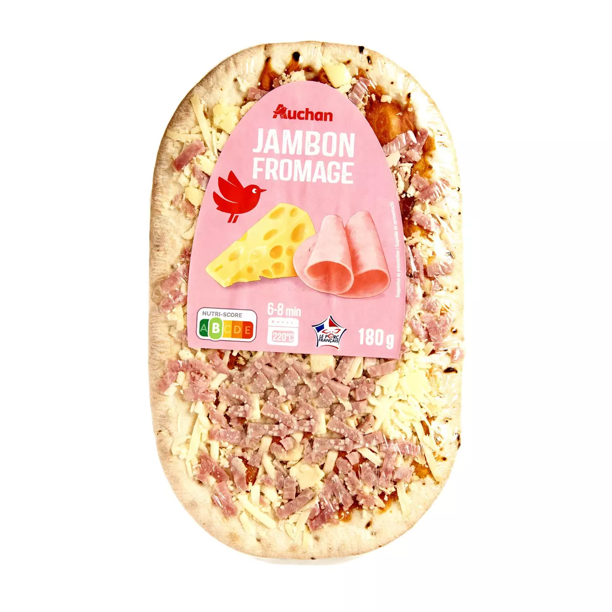 AUCHAN Mini pizza jambon fromage 1 portion 180g
