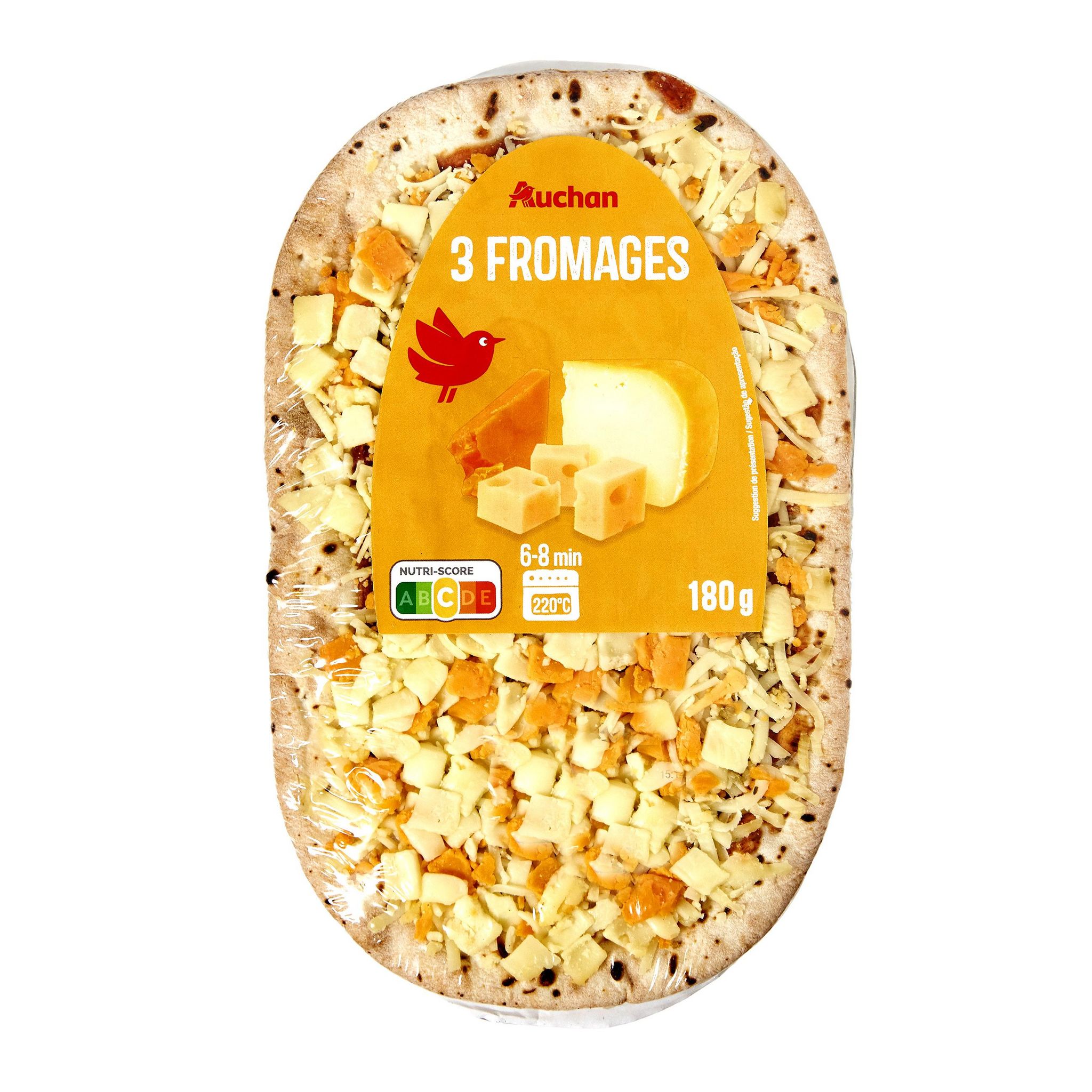 Voir la diapositive 2 : AUCHAN Mini pizza au fromage 1 part 180g