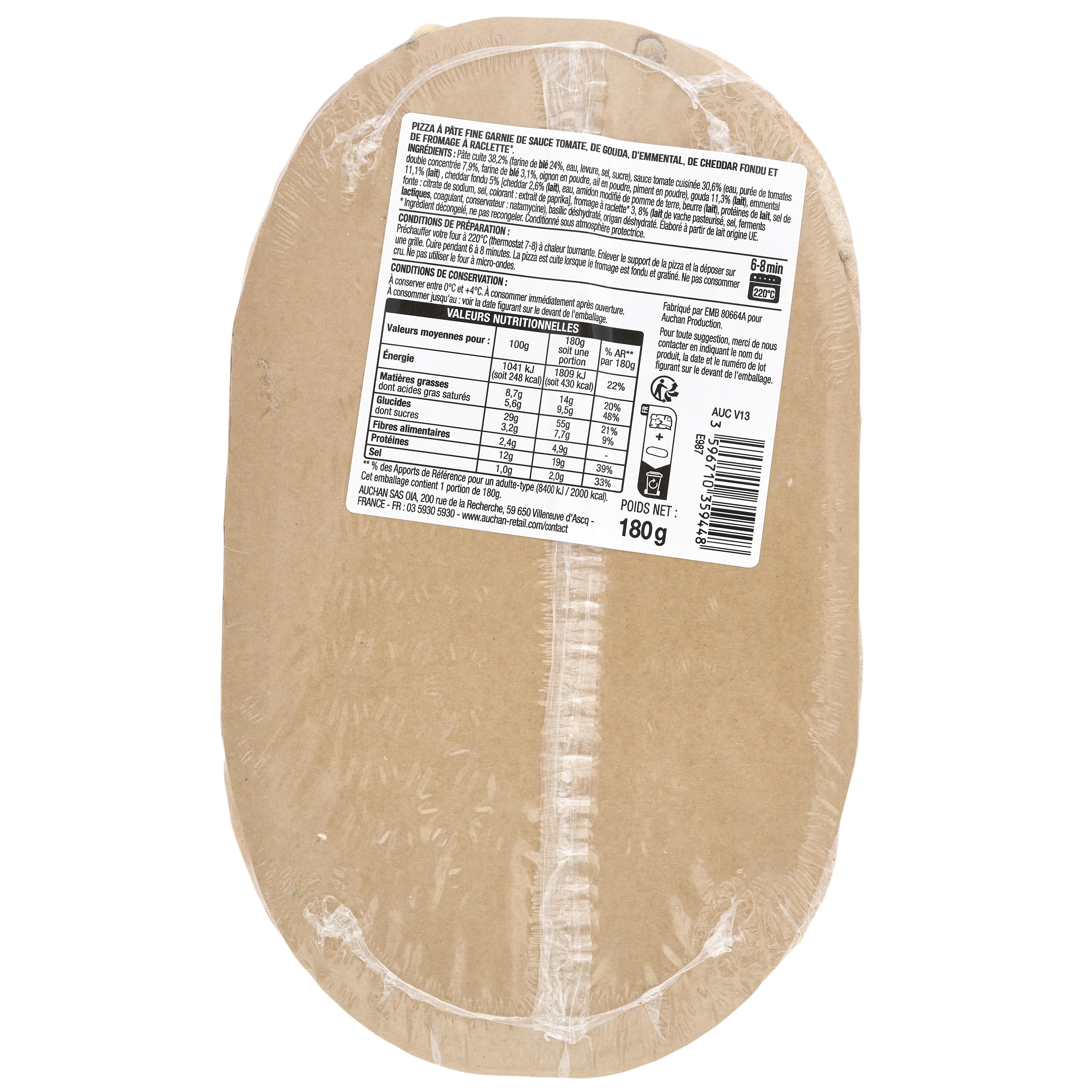 Voir la diapositive 3 : AUCHAN Mini pizza au fromage 1 part 180g