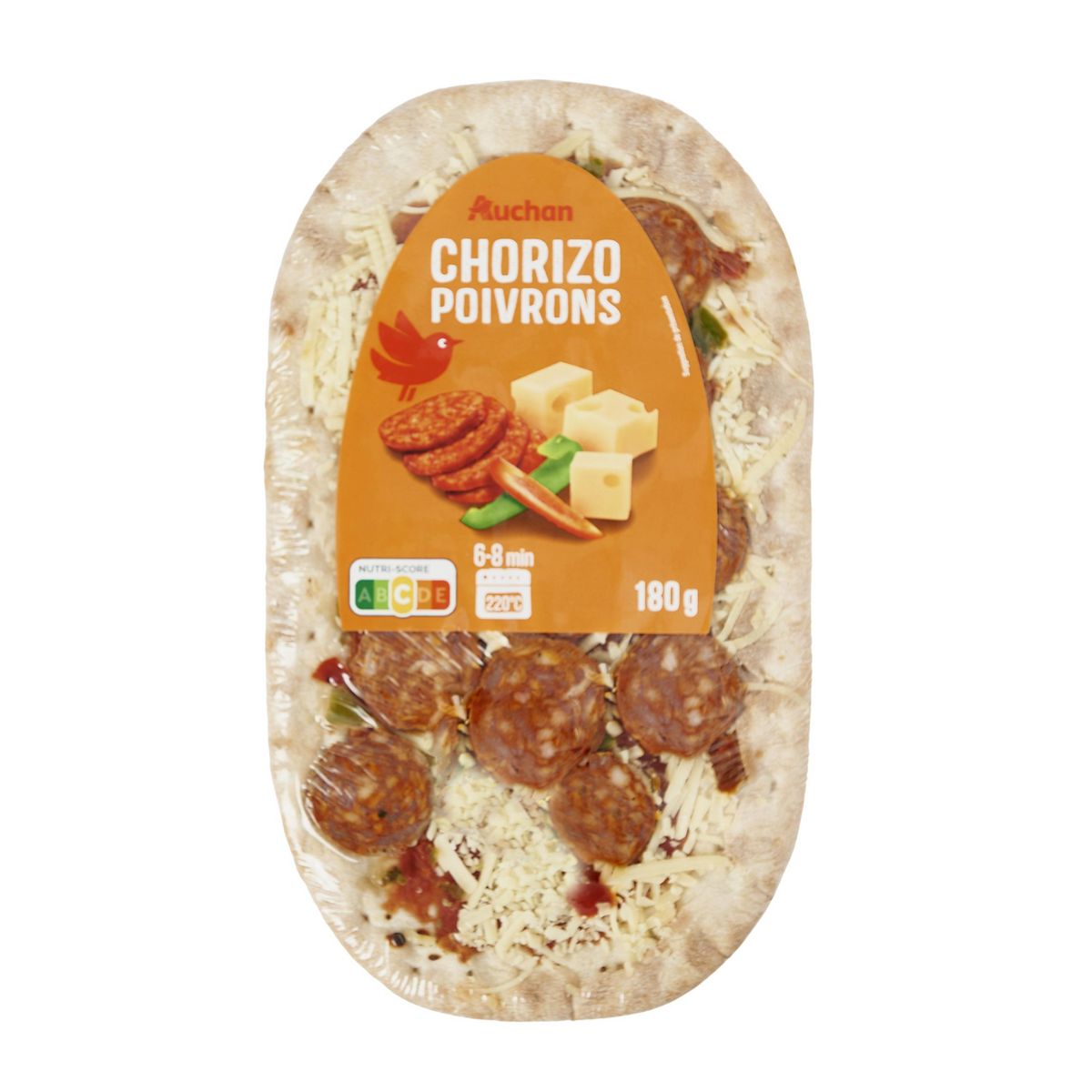 AUCHAN Mini pizza chorizo merguez 1 part 180g