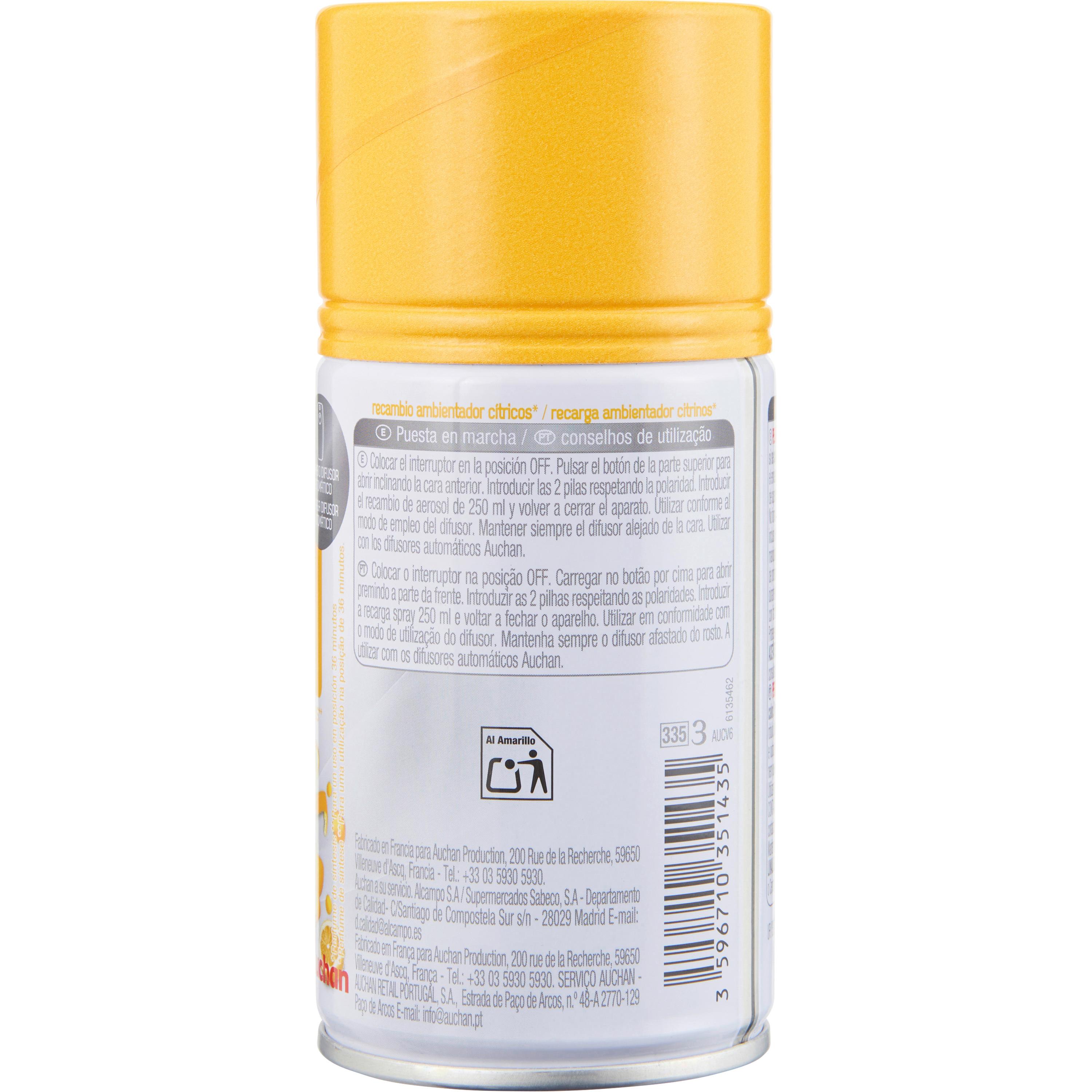 Voir la diapositive 4 : AUCHAN Recharge pour diffuseur automatique zestes d'agrumes 250ml
