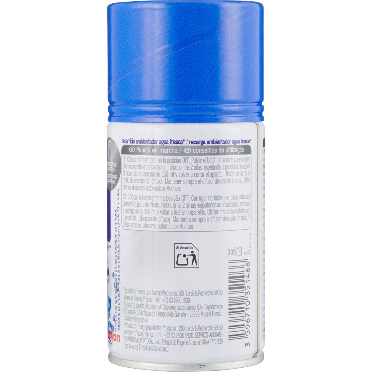 AUCHAN Recharge pour diffuseur automatique eaux fraîches 250ml