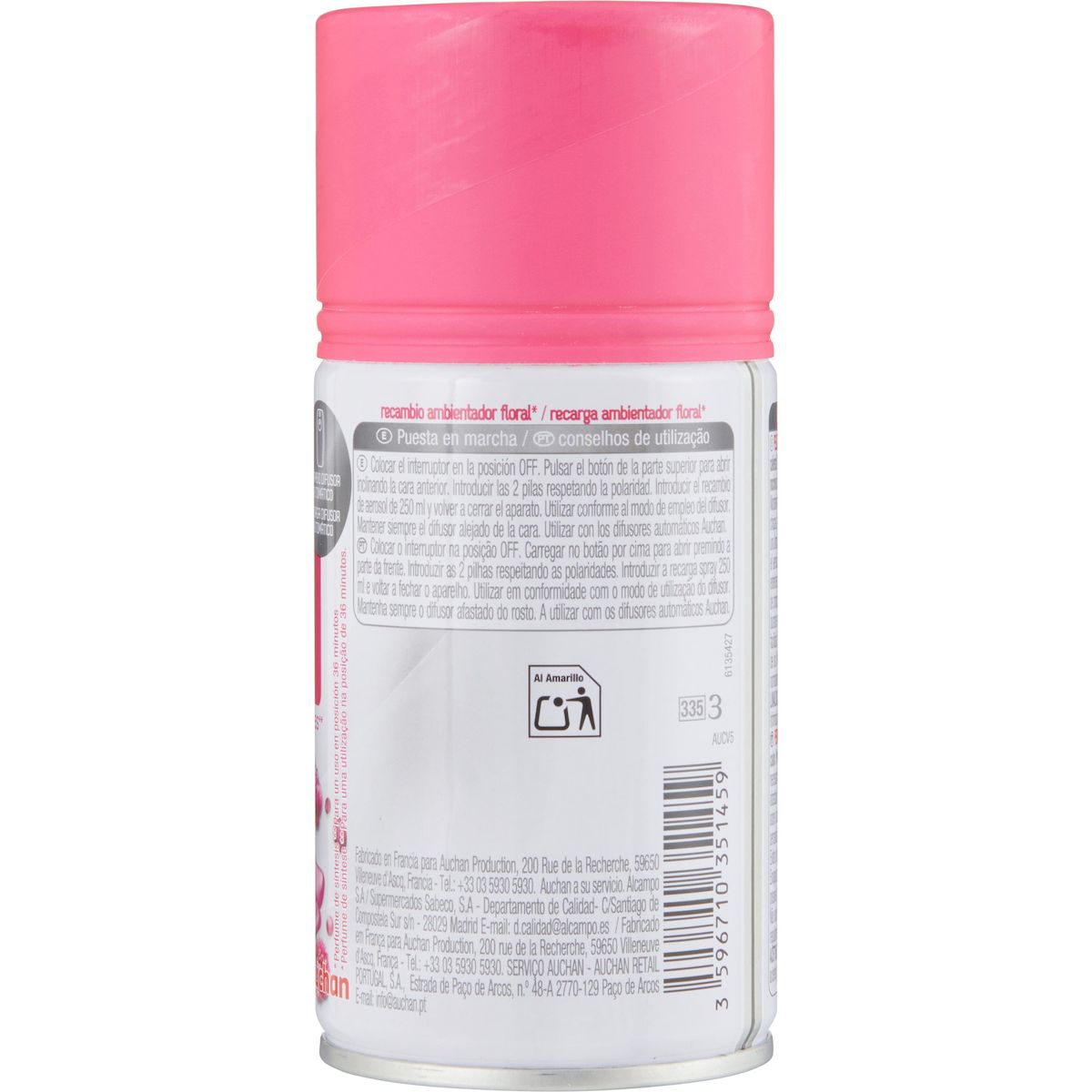 AUCHAN Recharge pour diffuseur automatique rose pivoine 250ml