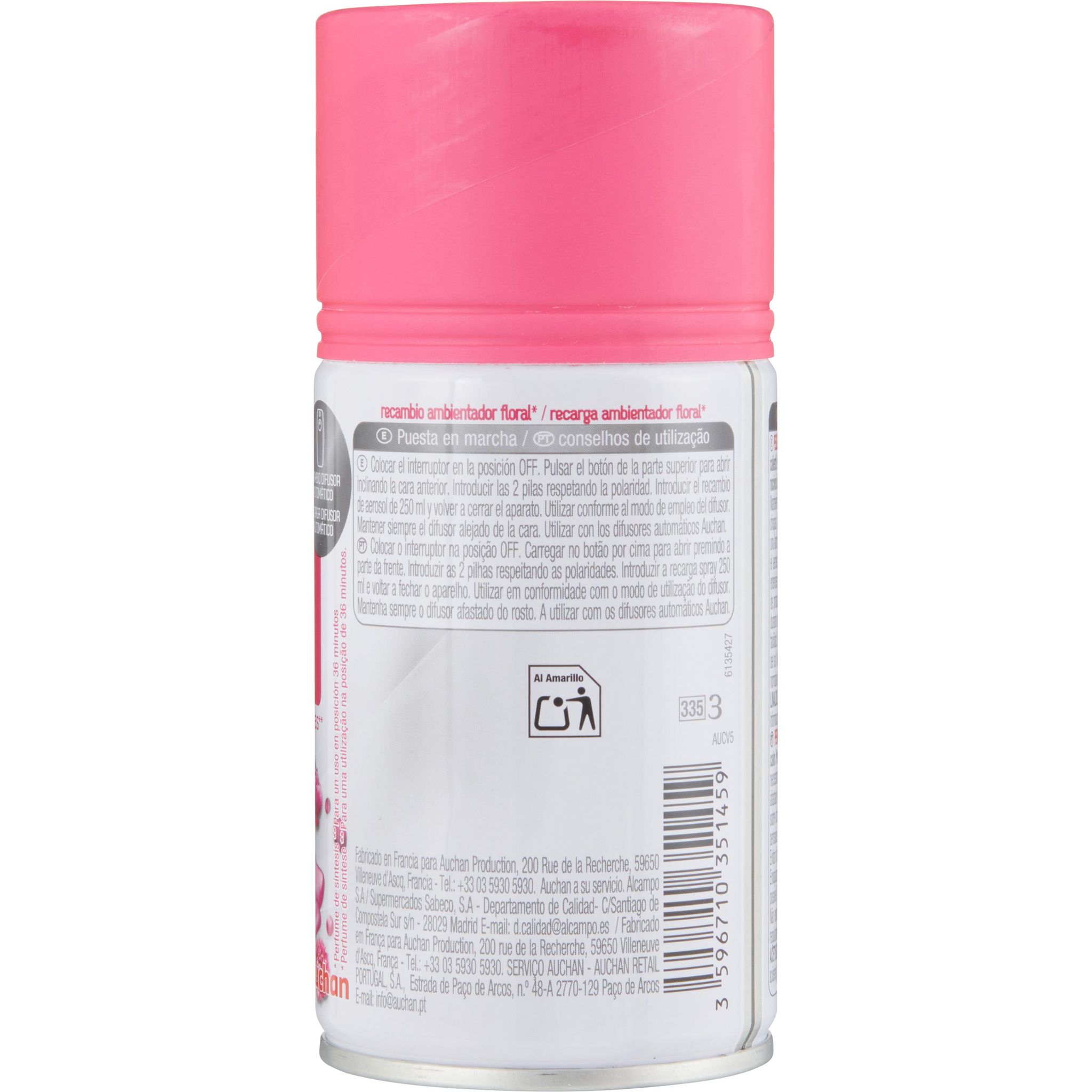 Voir la diapositive 4 : AUCHAN Recharge pour diffuseur automatique rose pivoine 250ml