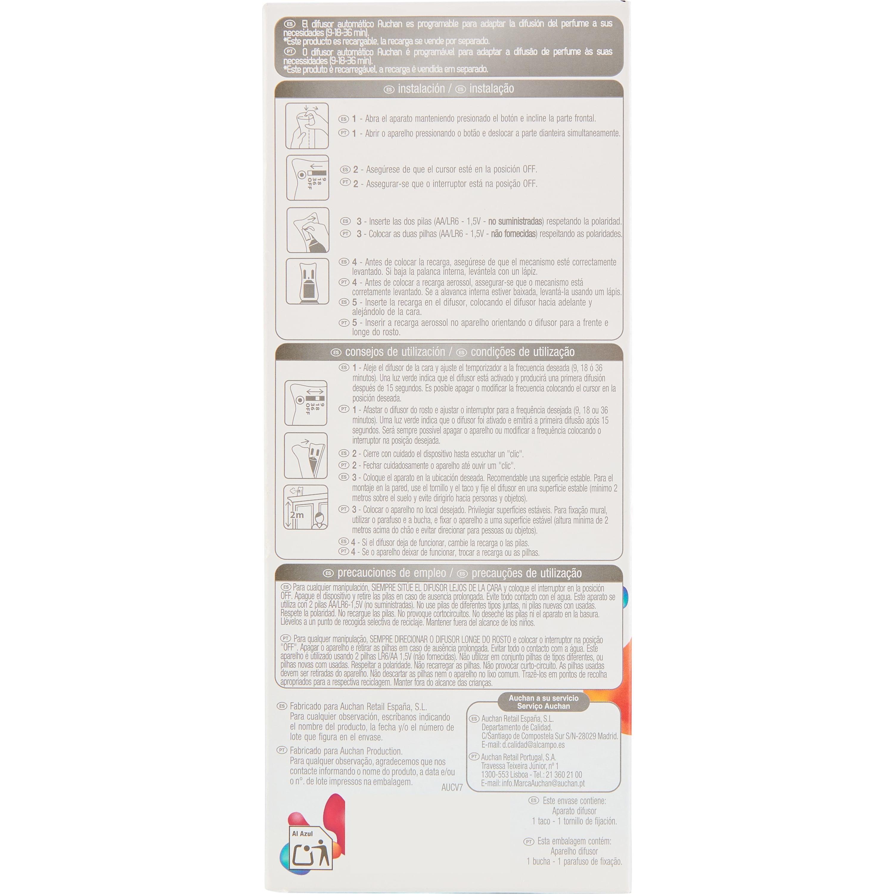 Voir la diapositive 4 : AUCHAN Diffuseur automatique programmable et rechargeable 1 diffuseur