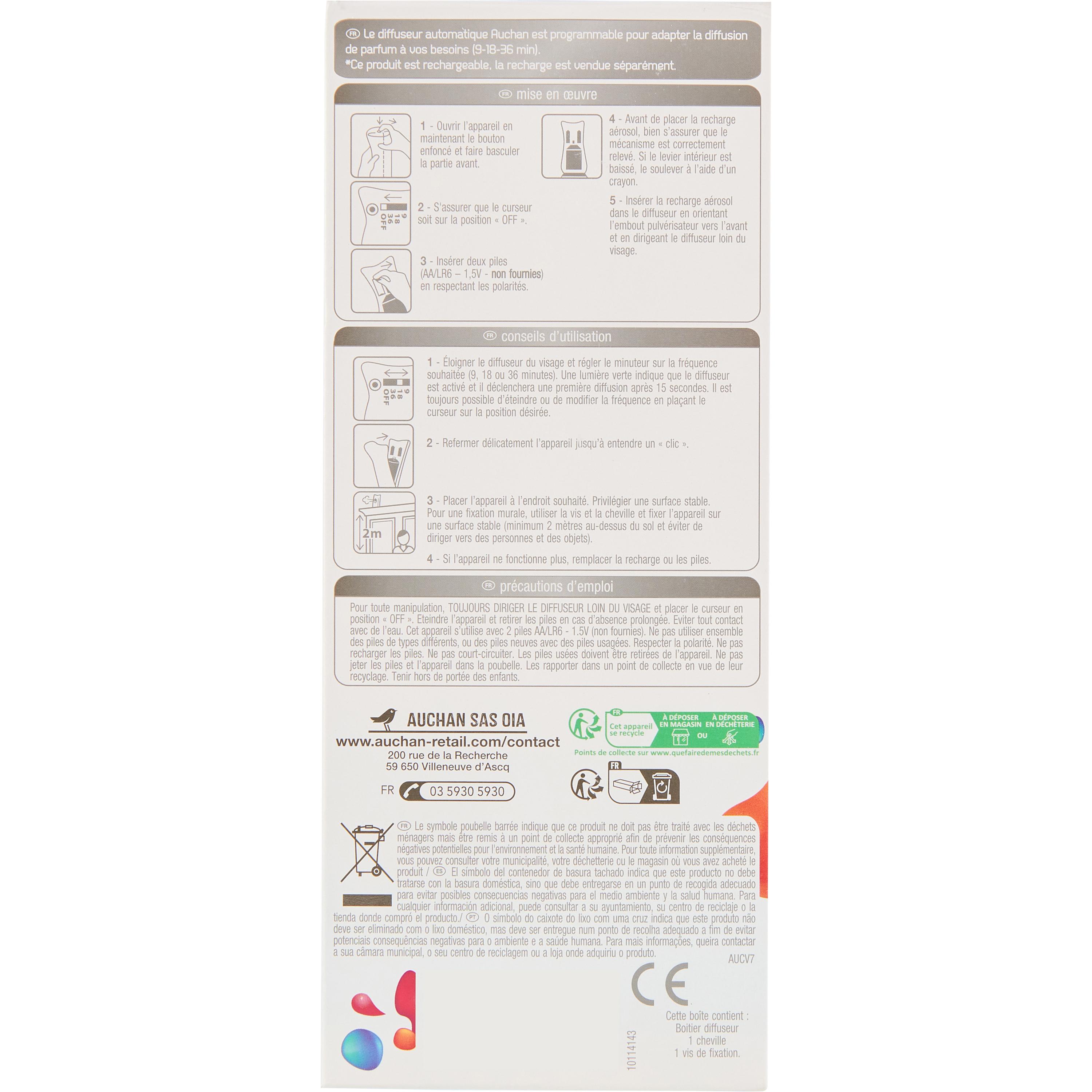 Voir la diapositive 5 : AUCHAN Diffuseur automatique programmable et rechargeable 1 diffuseur