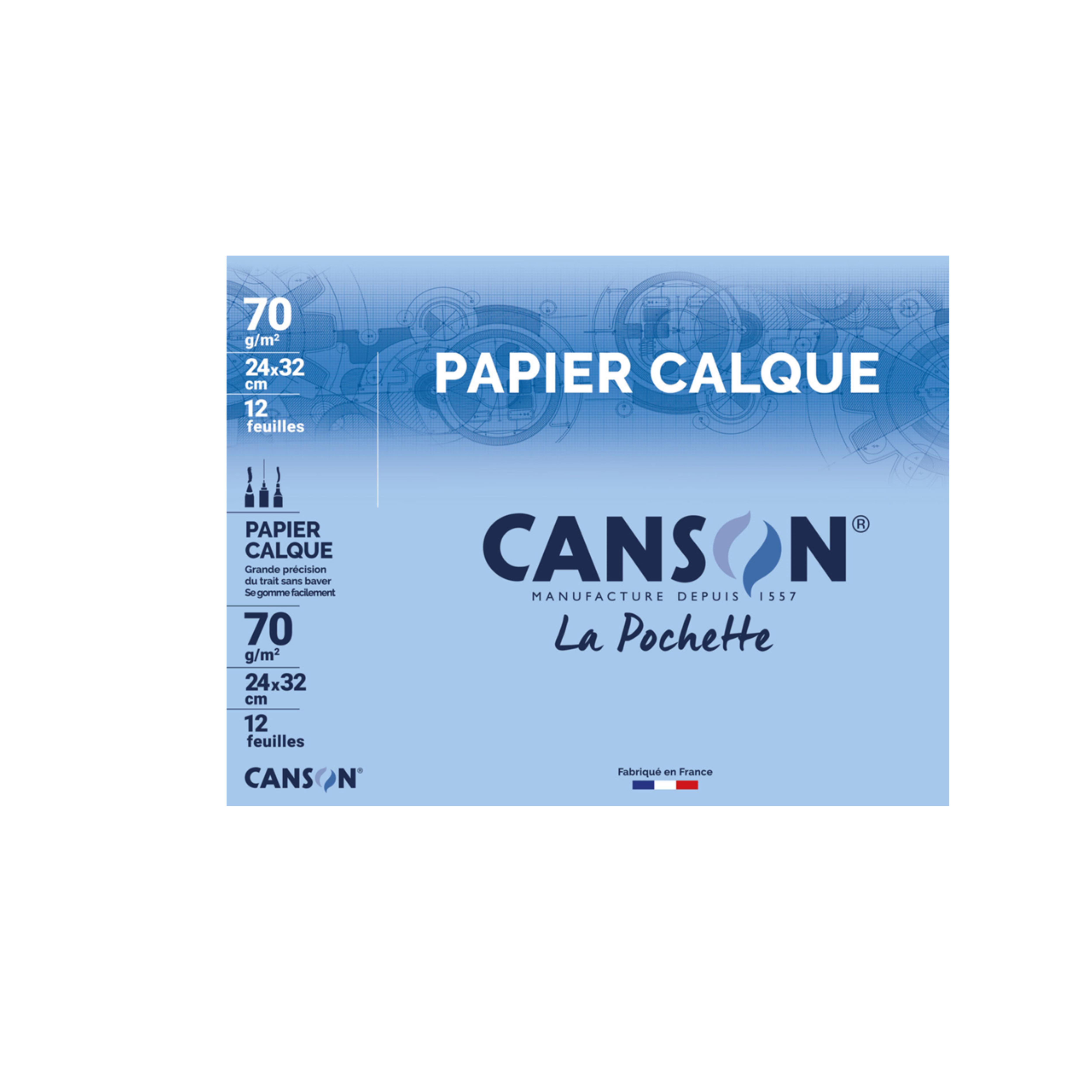 CANSON Pochette papier calque 12 feuilles 24x32cm