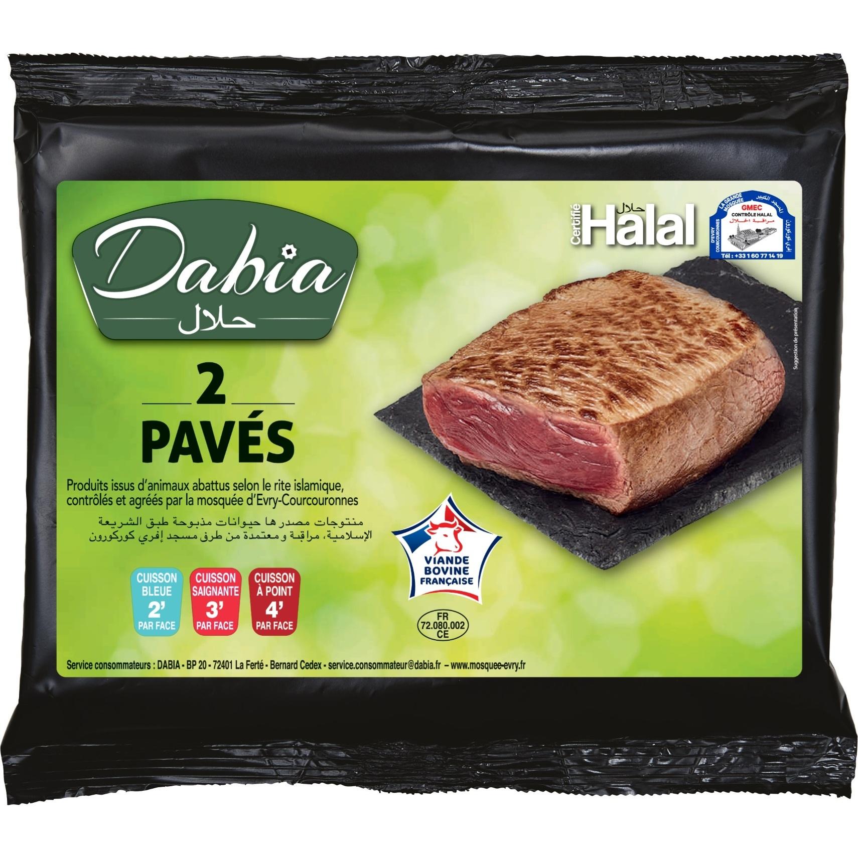 DABIA Pavé de boeuf halal à griller 2 pièces Env 280g