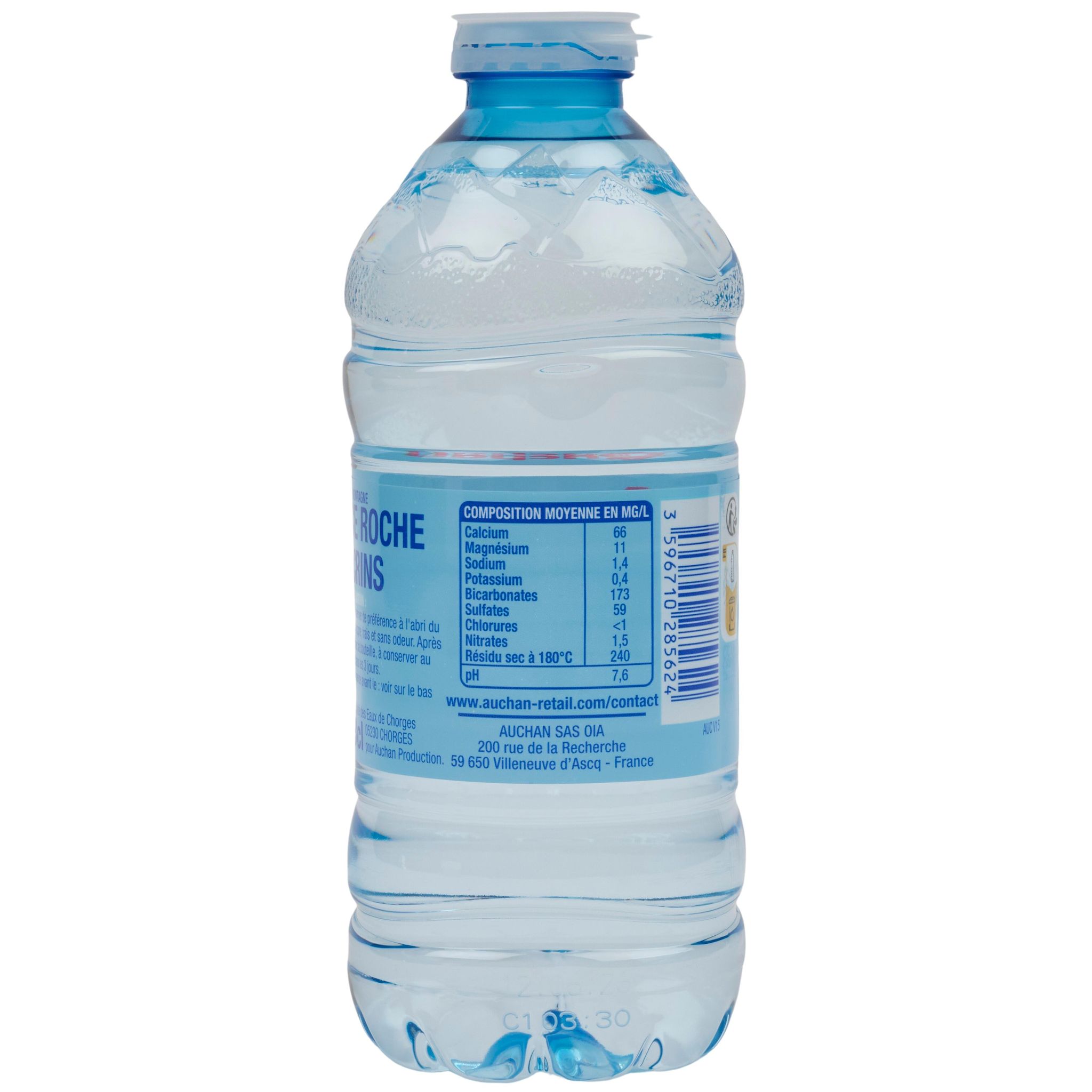 Voir la diapositive 2 : AUCHAN Eau de source de montagne source Pyrénéa 33cl