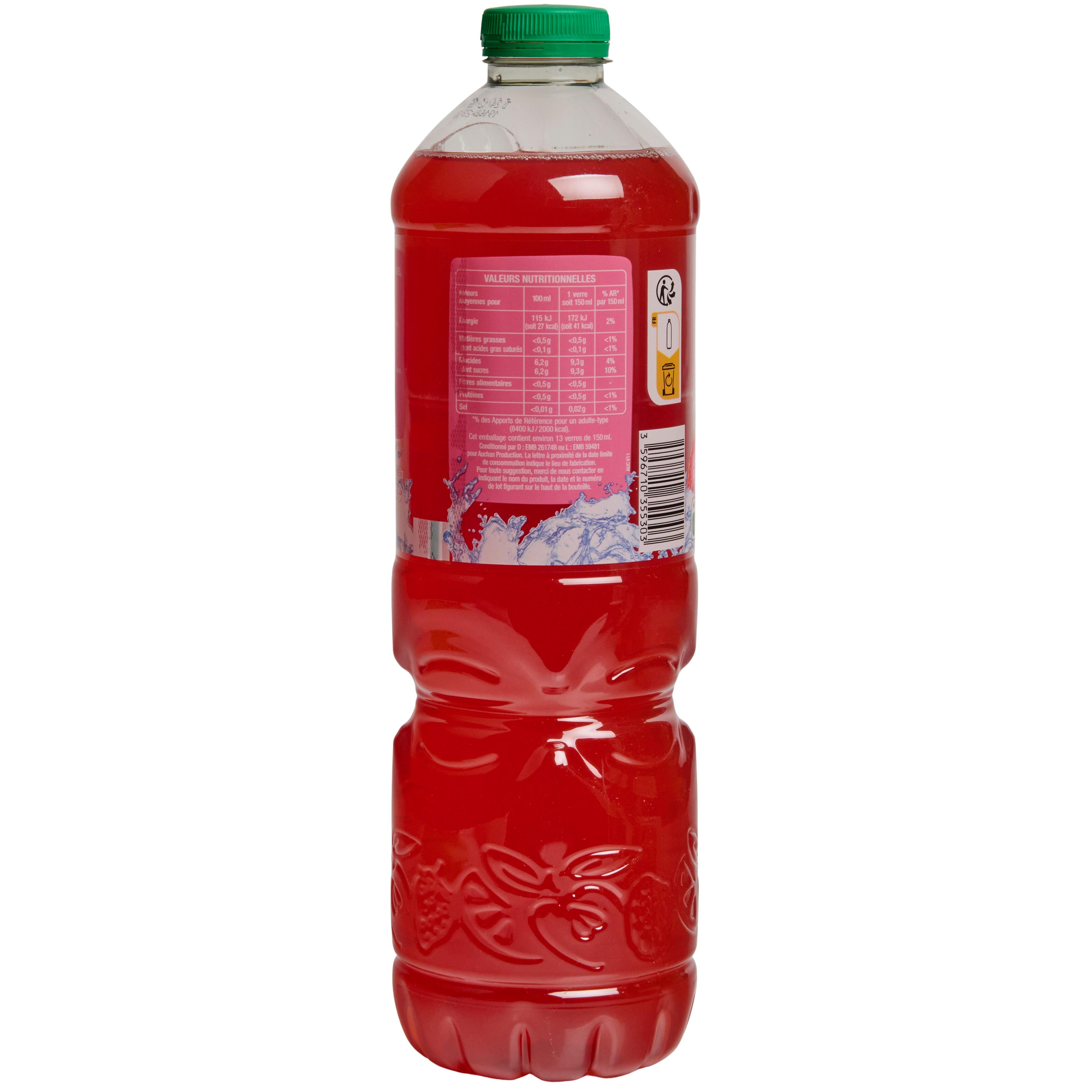 Voir la diapositive 2 : AUCHAN Boisson aux fruits à base de concentrés fraise framboise 2l