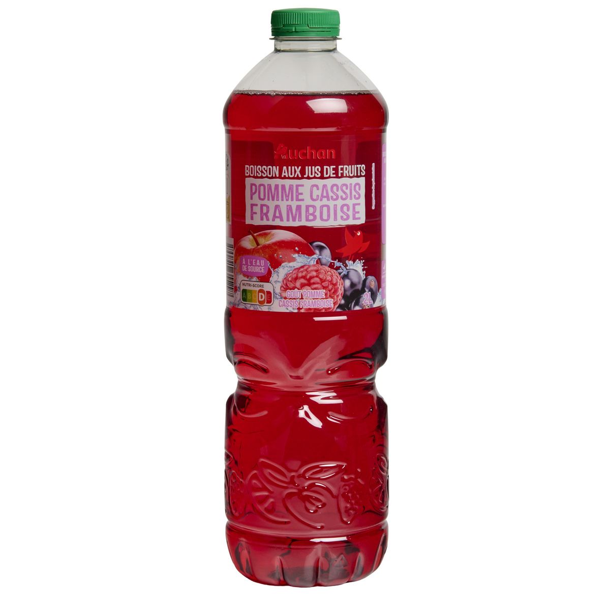 AUCHAN Boisson aux fruits goût pomme cassis framboise 2l