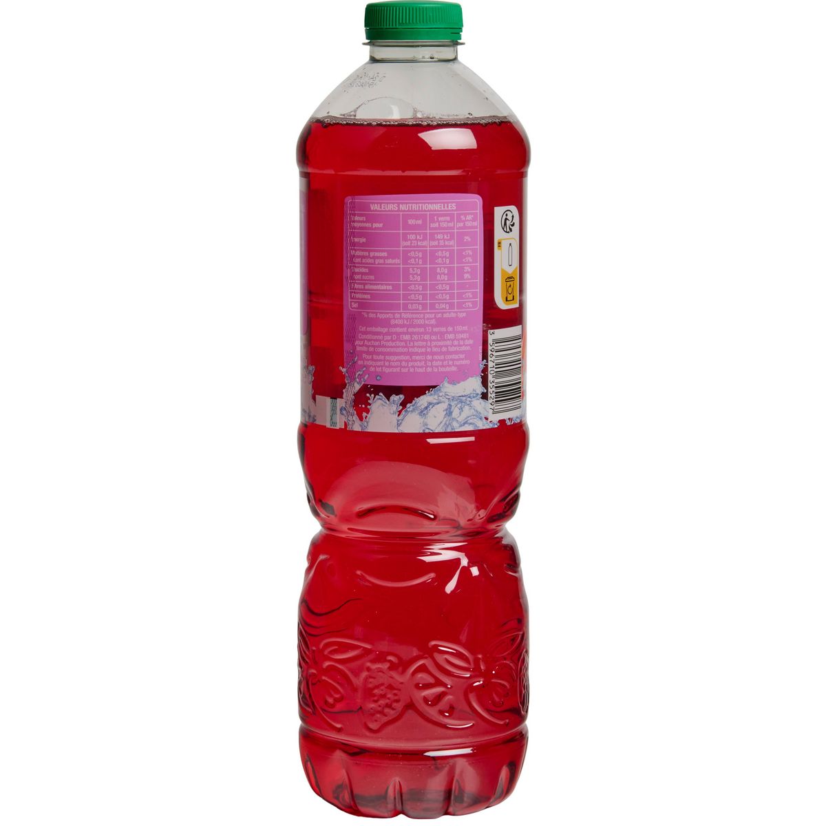 AUCHAN Boisson aux fruits goût pomme cassis framboise 2l