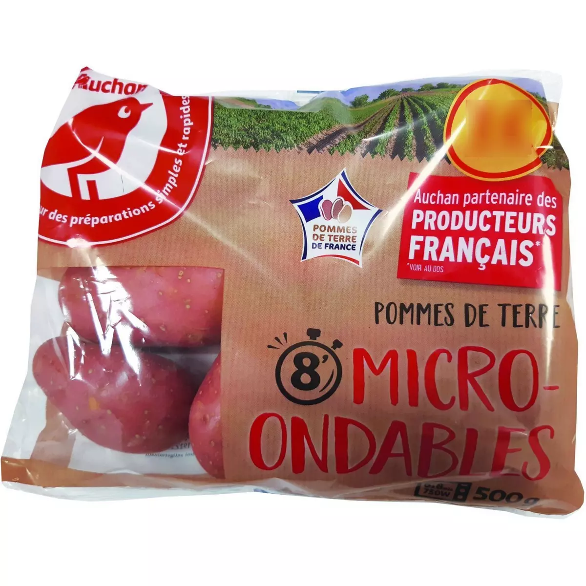 Pommes de terre de consommation rouges à chair ferme micro-ondable 500g