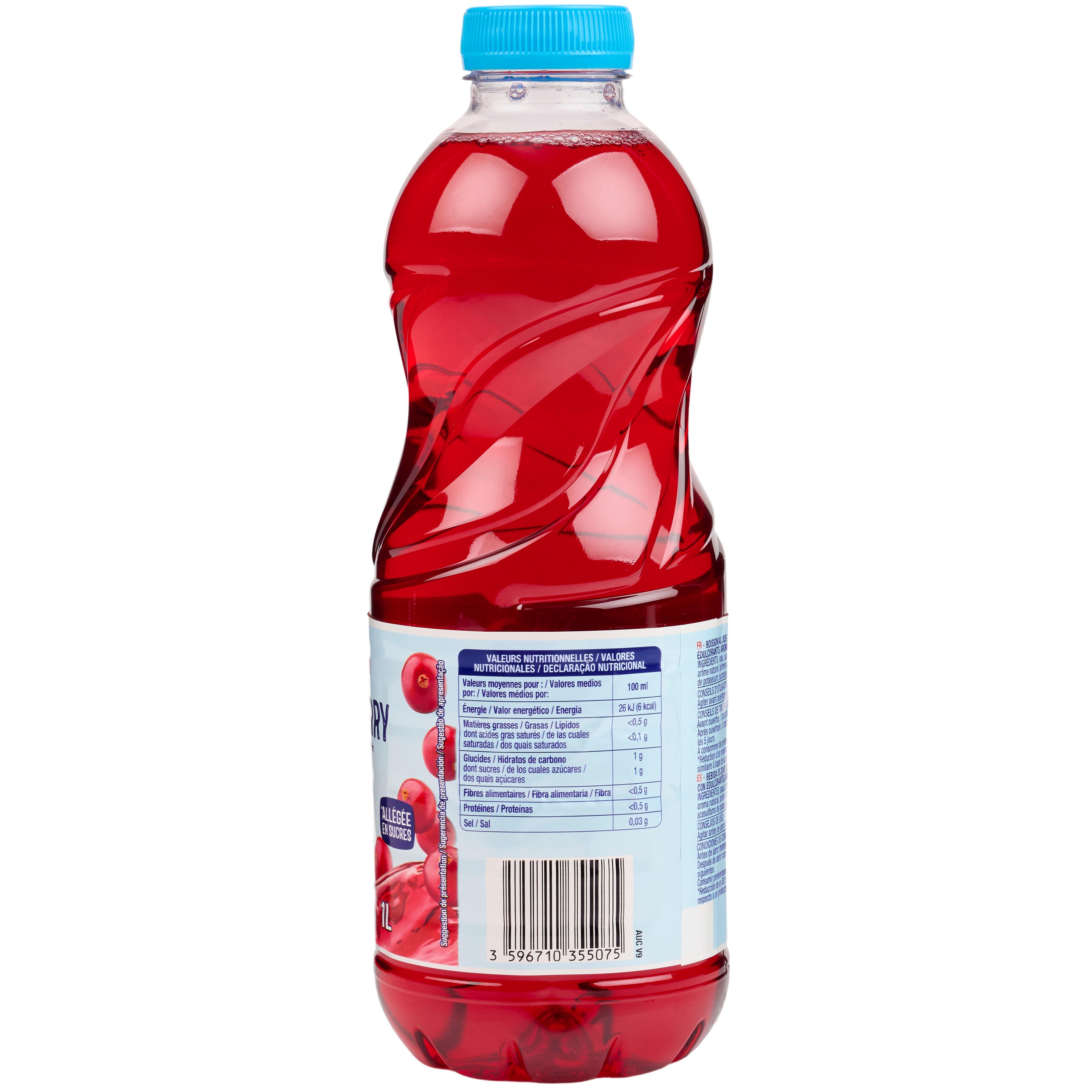 Voir la diapositive 3 : AUCHAN Boisson au jus de cranberry light avec édulcorants 1l