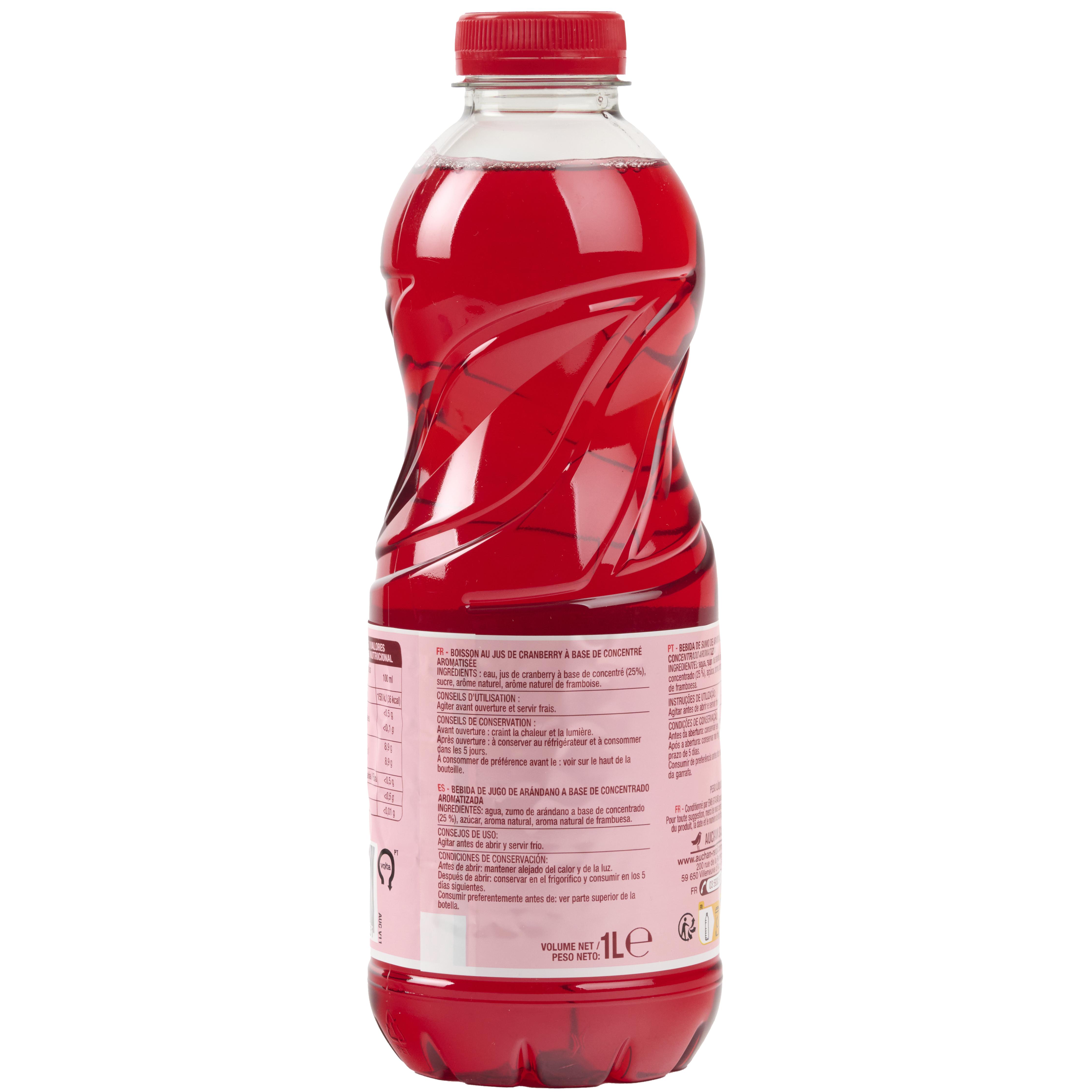 Voir la diapositive 2 : AUCHAN Boisson au jus de cranberry 1l