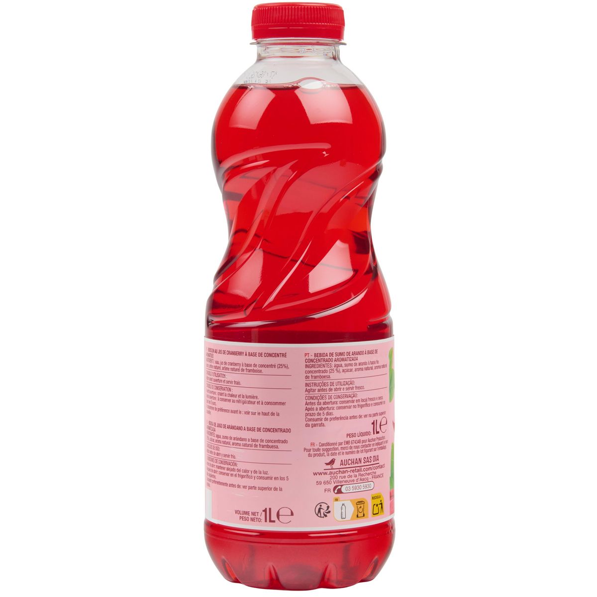 AUCHAN Boisson au jus de cranberry 1l