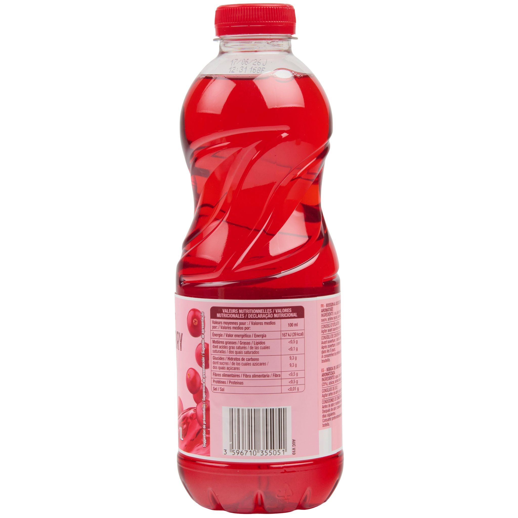 Voir la diapositive 3 : AUCHAN Boisson au jus de cranberry 1l