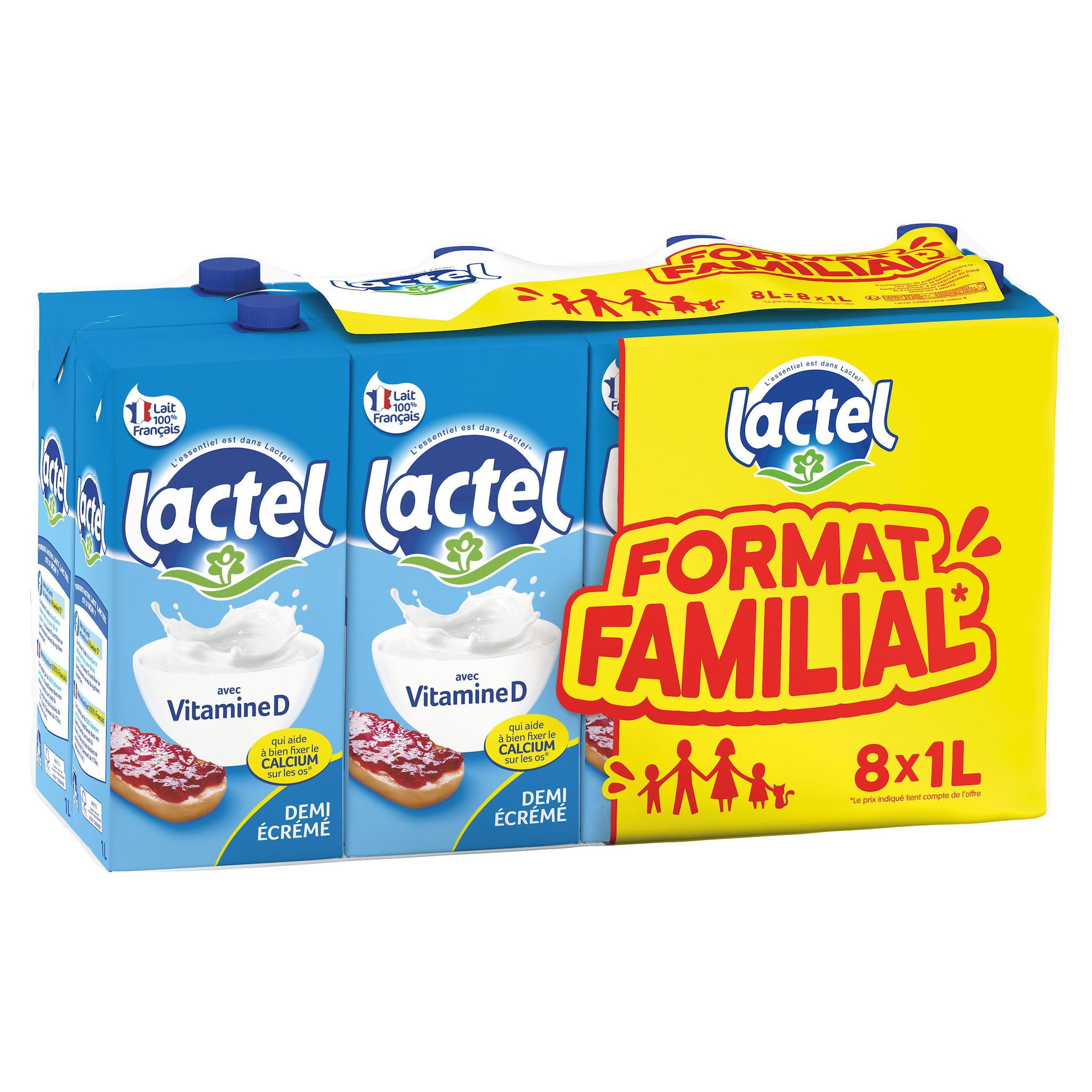 Voir la diapositive 2 : LACTEL Lait demi-écrémé UHT 8X1L