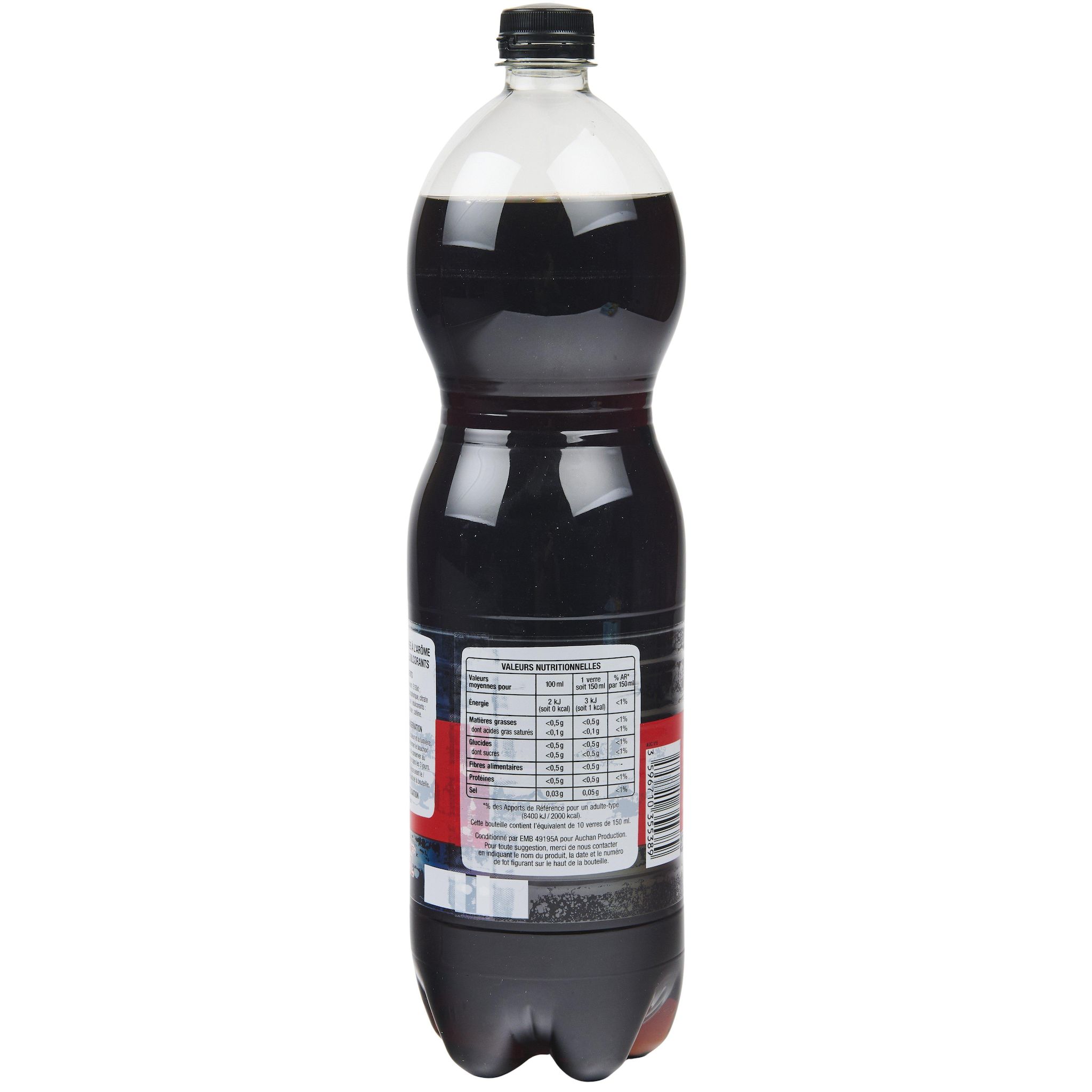 Voir la diapositive 4 : AUCHAN Boisson gazeuse Planet cola zéro sucre 1,5l