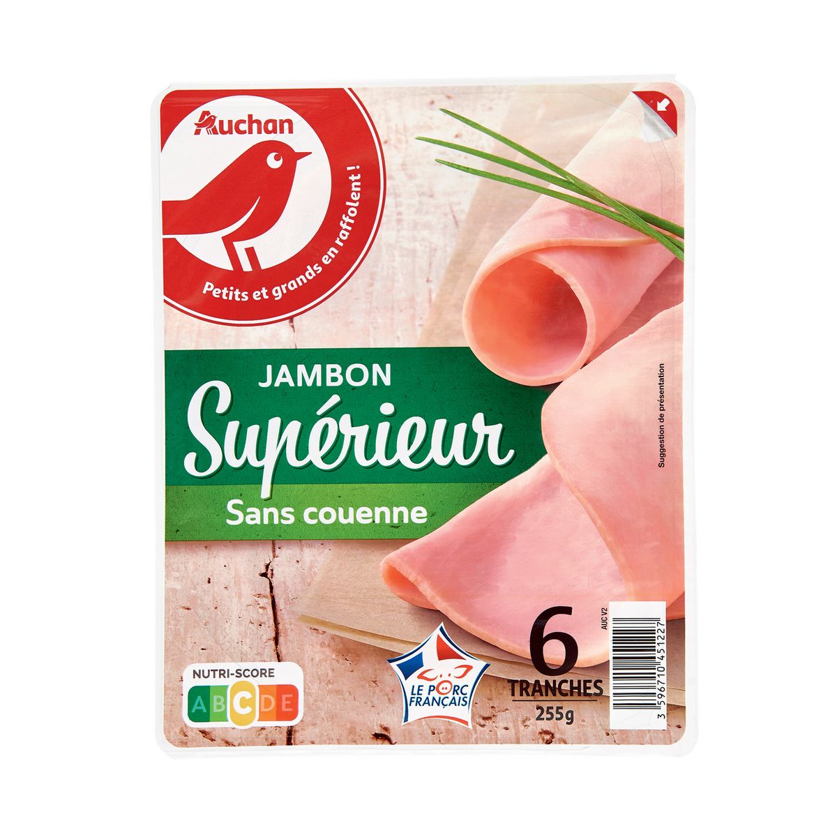 AUCHAN Jambon supérieur 6 tranches 255g