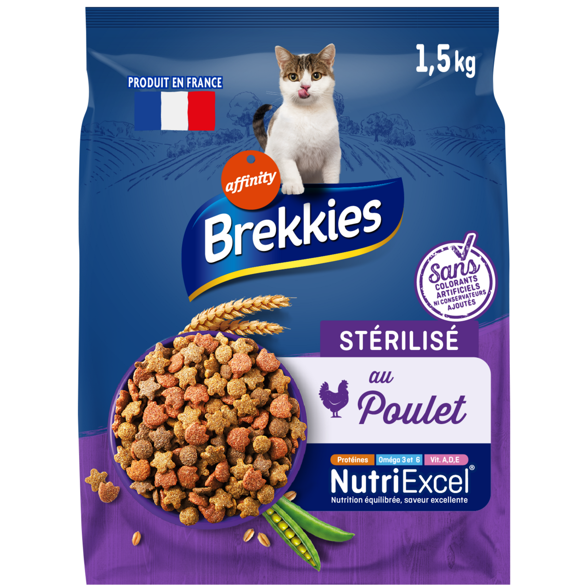 BREKKIES Croquettes au poulet pour chat stérilisé 1,5kg