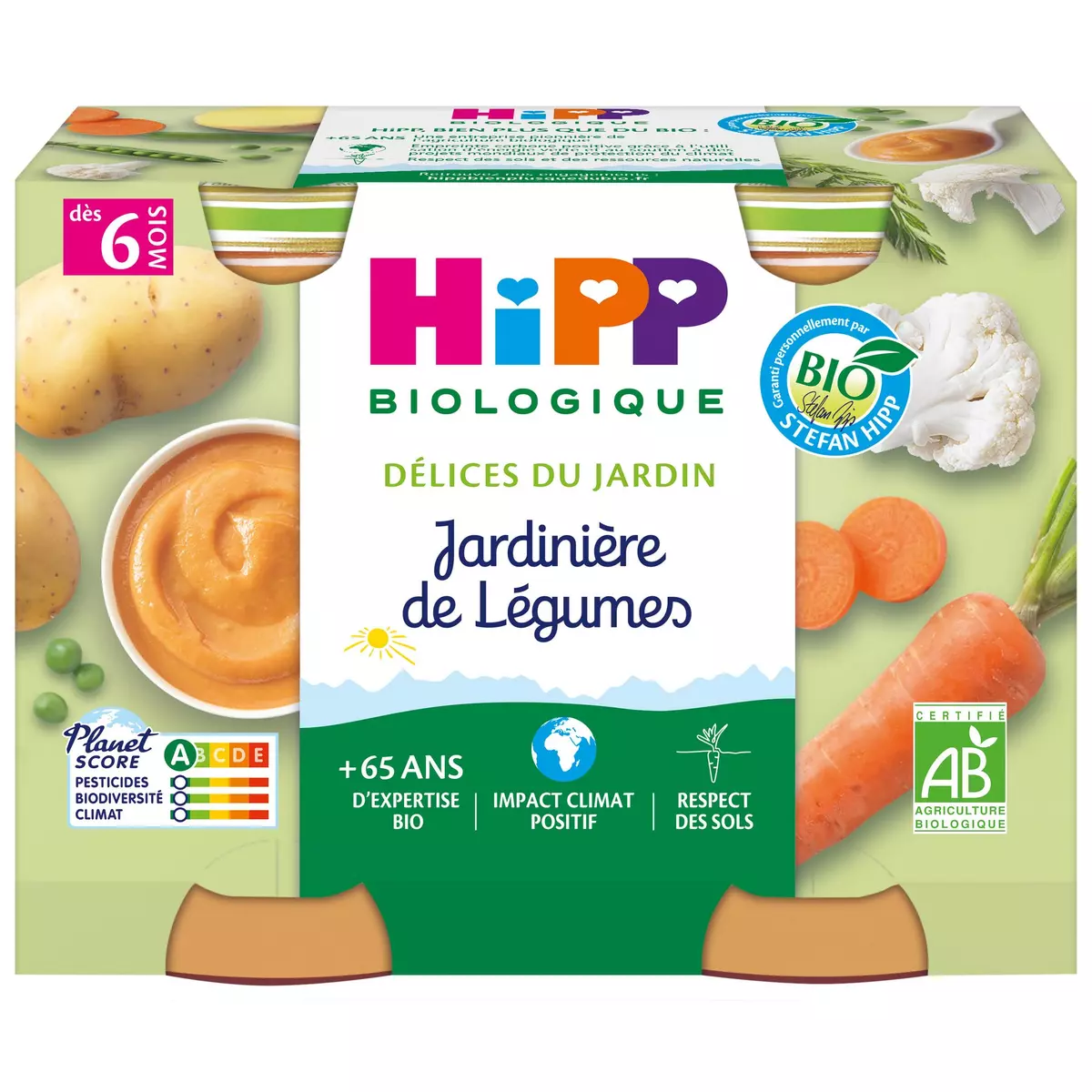 HIPP Petit pot jardinière de légumes bio dès 6 mois 2x190g pas cher 
