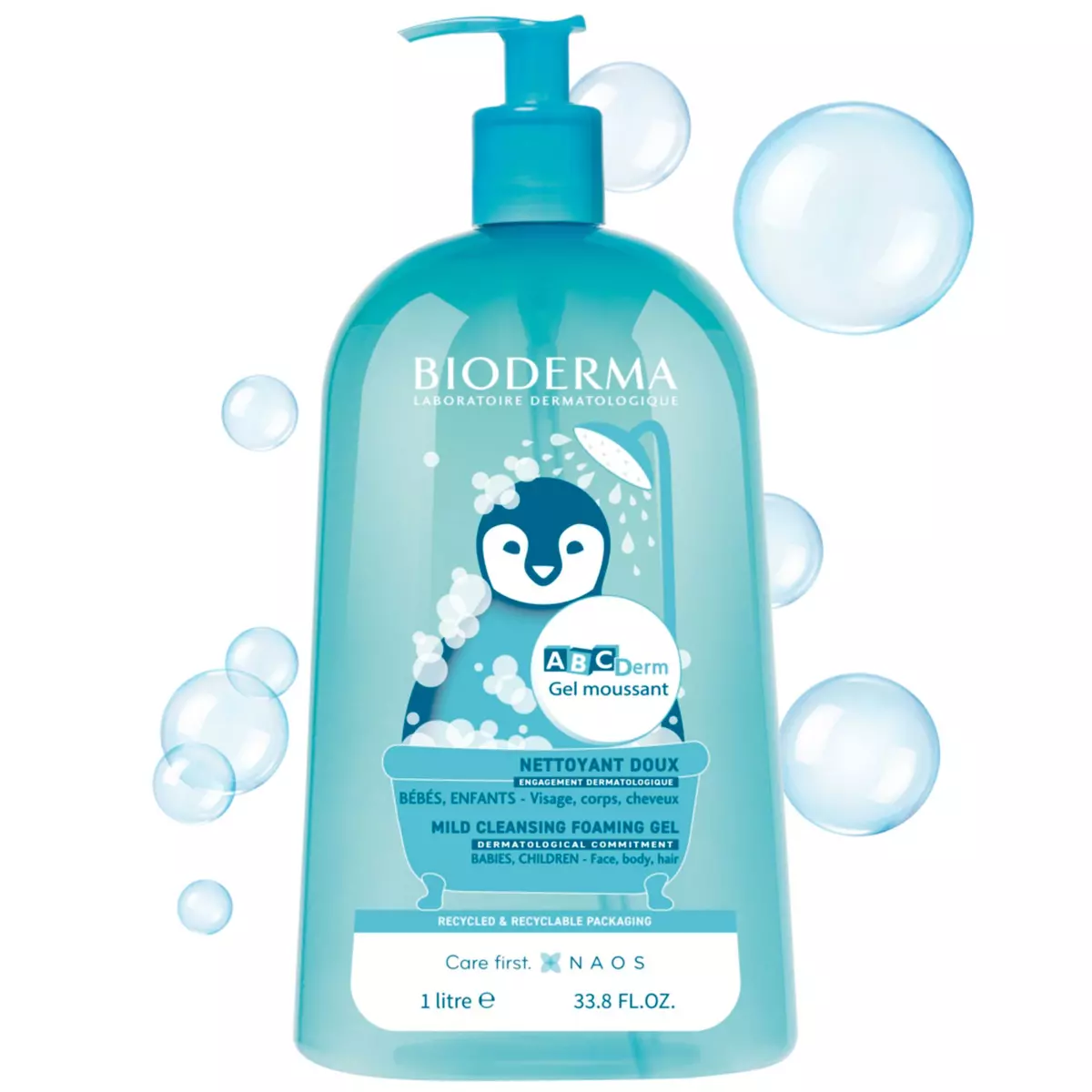 BIODERMA ABC Derm gel moussant et nettoyant doux visage corps et cheveux 1l