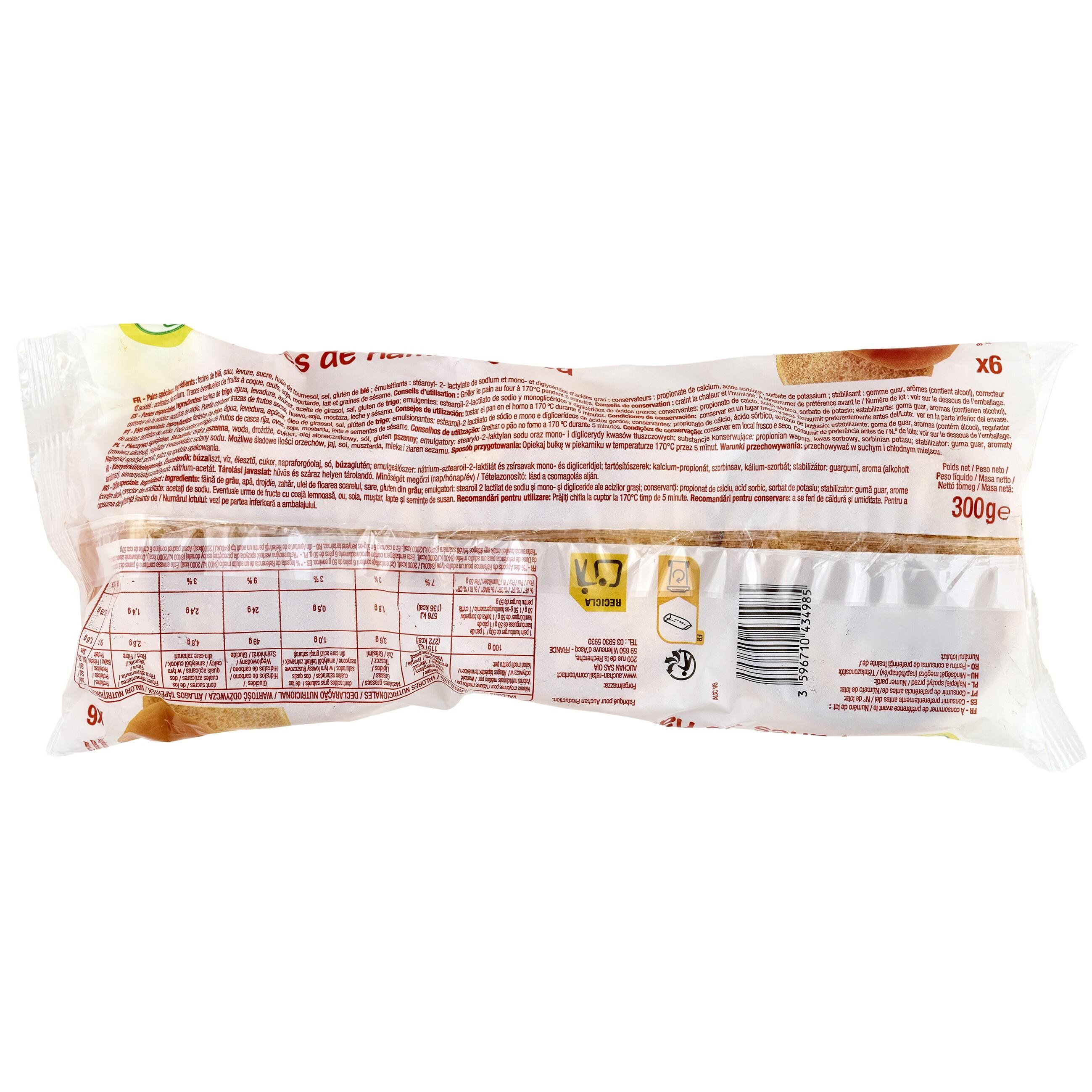 Voir la diapositive 2 : POUCE Pains hamburgers 6 pièces 300g