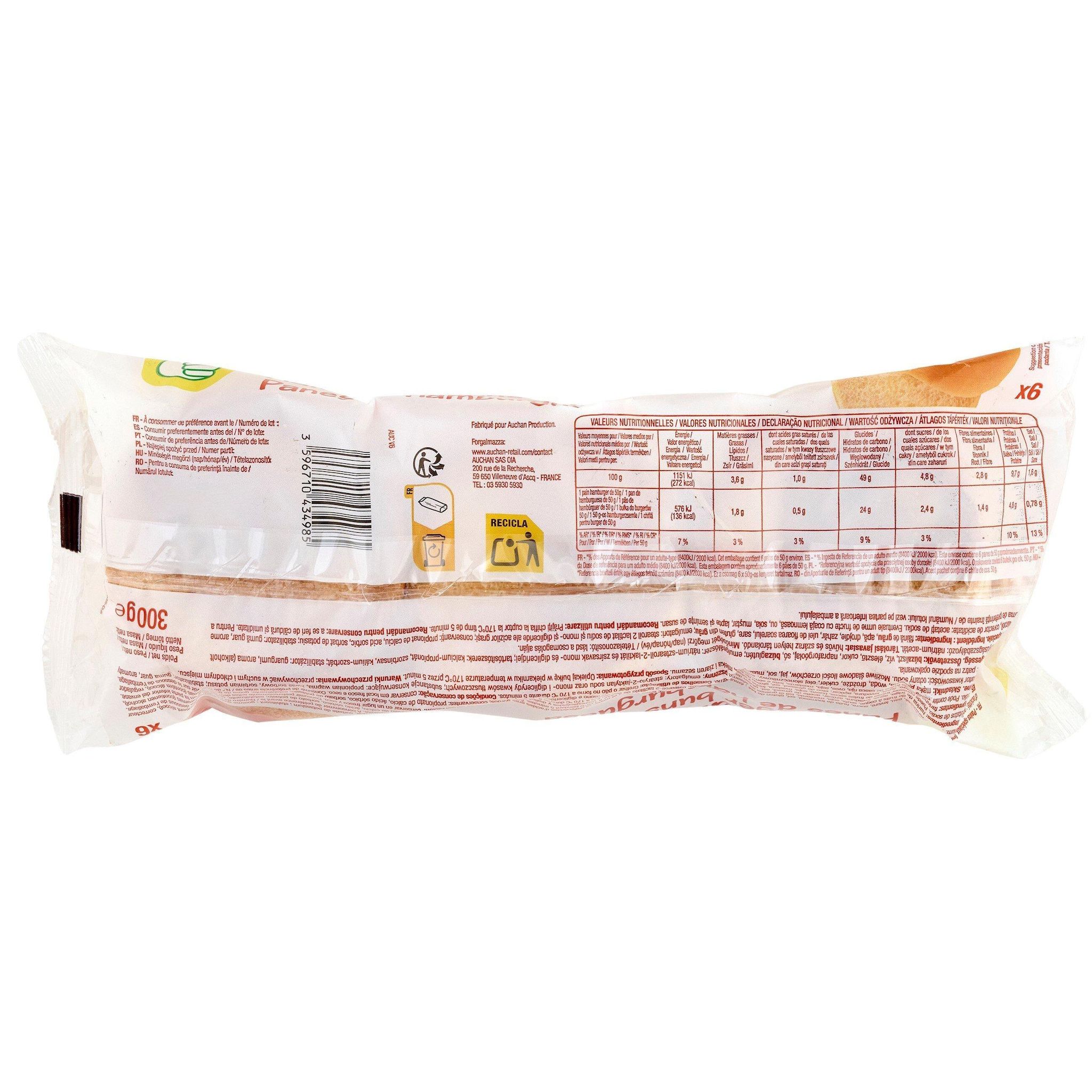 Voir la diapositive 2 : POUCE Pains hamburgers 6 pièces 300g