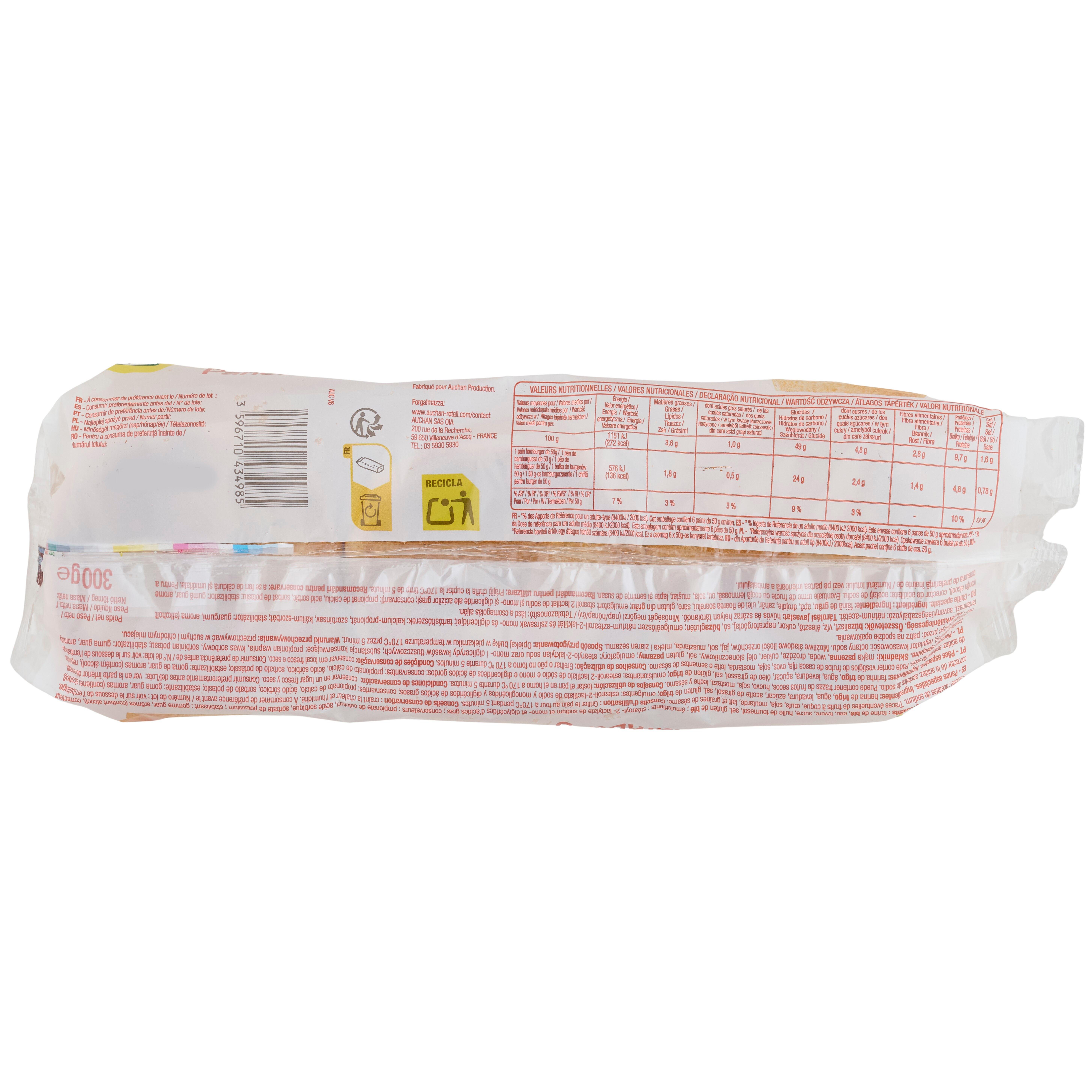 Voir la diapositive 3 : POUCE Pains hamburgers 6 pièces 300g