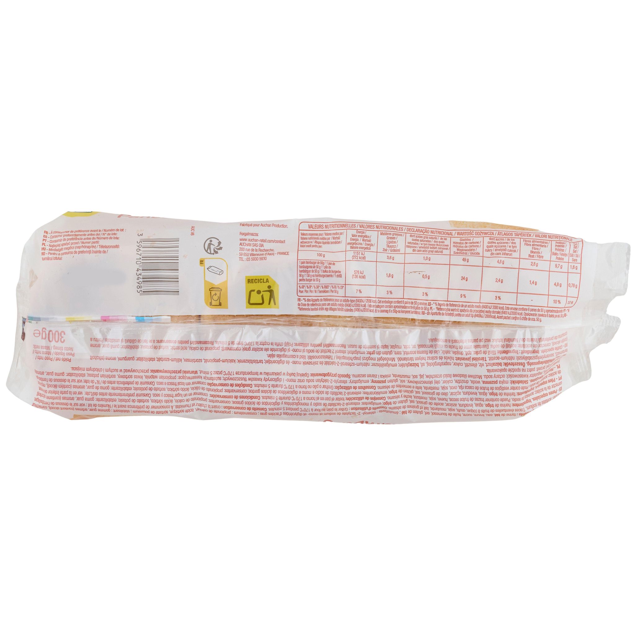 Voir la diapositive 3 : POUCE Pains hamburgers 6 pièces 300g