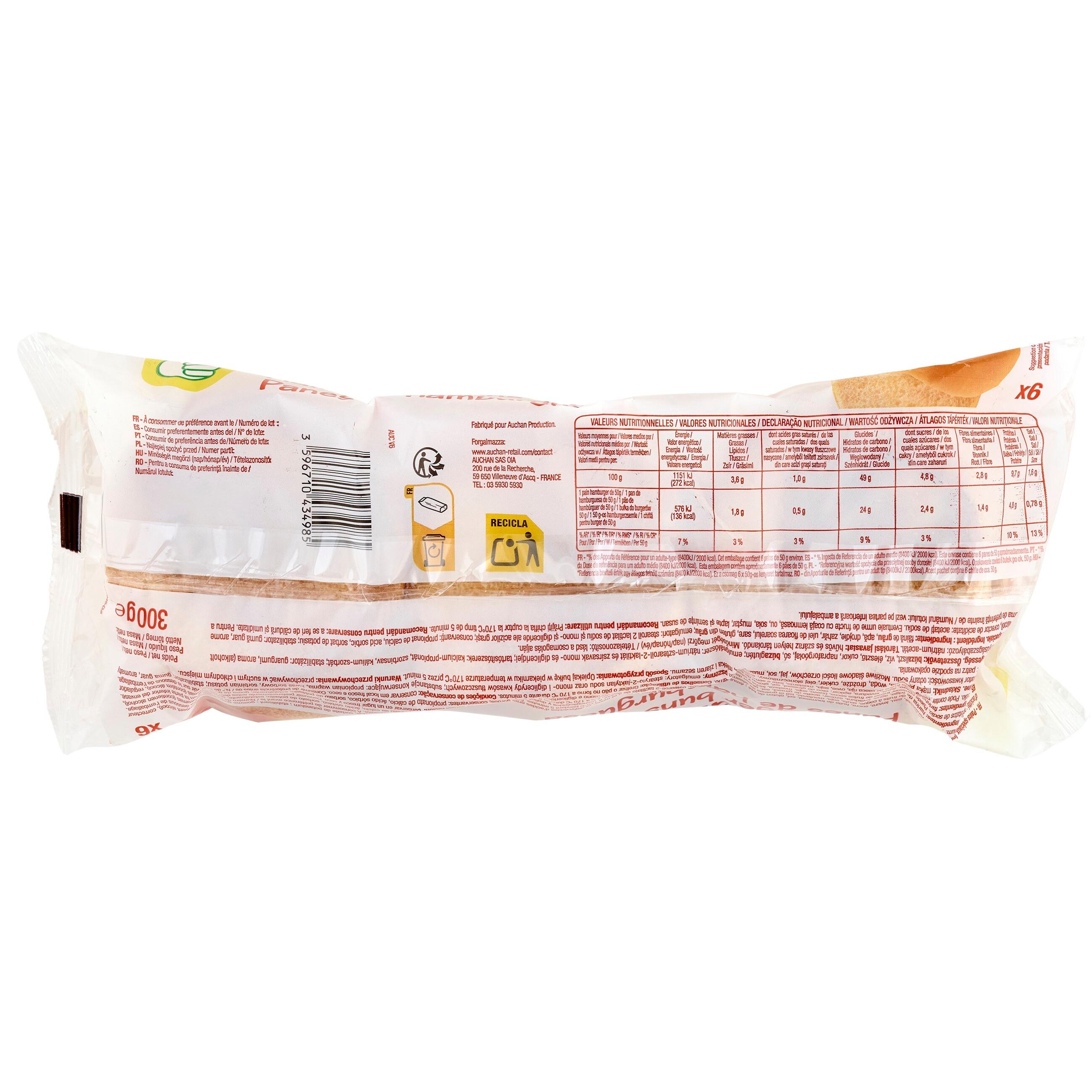Voir la diapositive 4 : POUCE Pains hamburgers 6 pièces 300g