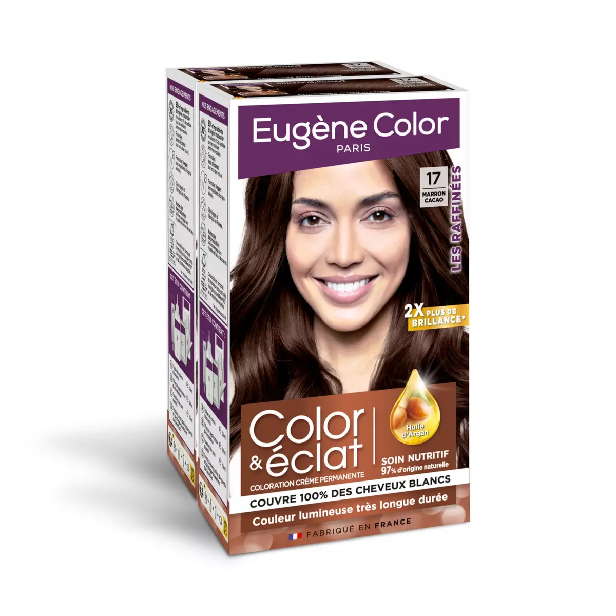 EUGENE COLOR Color & Eclat coloration permanente très longue durée 17 marron cacao 2x3 produits 2 kits